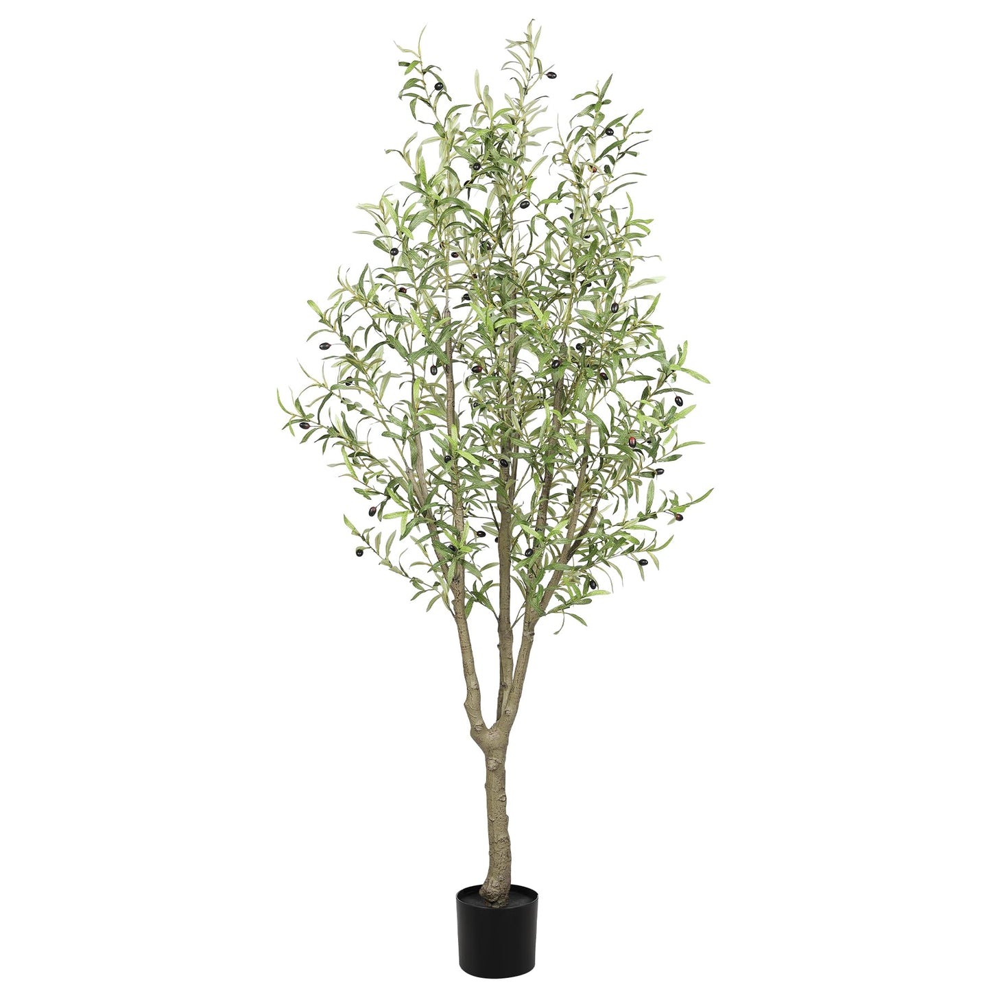SIUJOJO Artificial Olive Tree 7FT, Faux Olive Tree Indoor with Natural Wood Trunk & Dense Leaves, Tall Fake Olive Tree for Living Room, Office, Entryway Decor