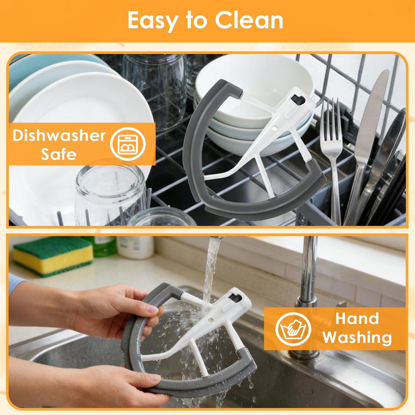 Apenkes 6QT Flex Edge Beater for Kitchenaid Mixer, Pastry Beater with Silicone Edges, Paddle Attachment with Scraper for KitchenAid Bowl-Lift Stand Mixers, Dishwasher Safe Mixer Accessory
