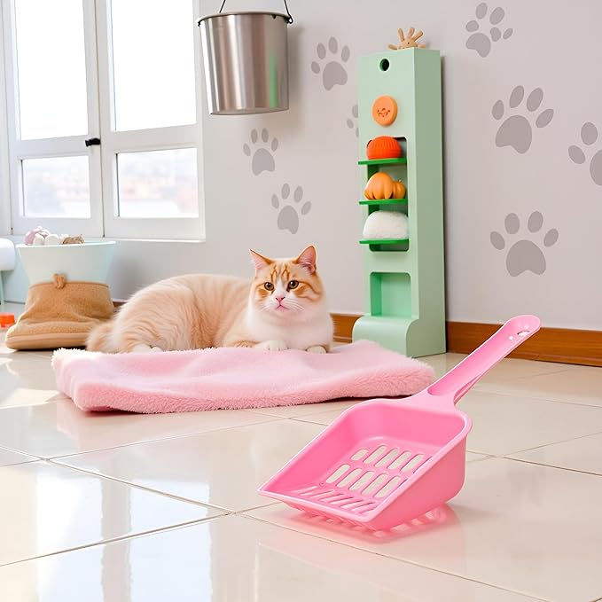 WLngtv Pink Cat Litter Scoop,Tray with Handle Compact Solid Color Cat Litter Sifter Coffee One Size