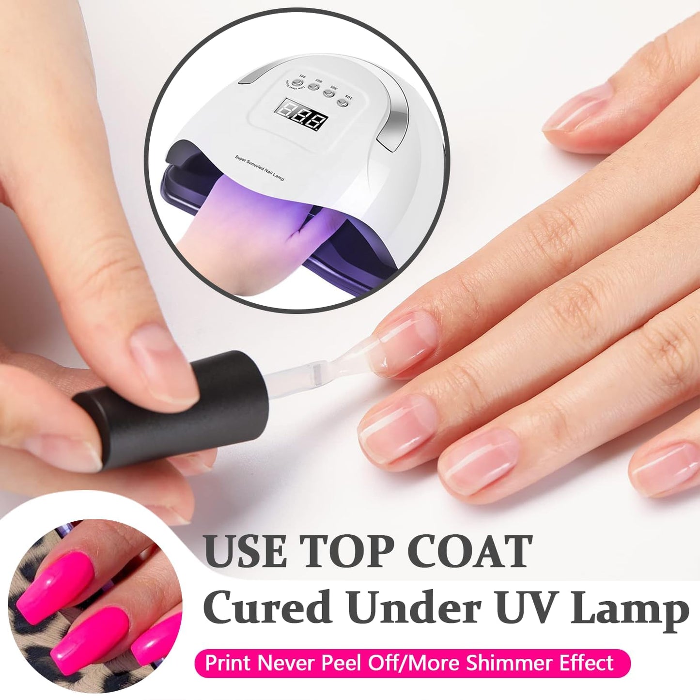 KQueenest Hot Pink Press on Nails Long Medium Square, Neon Pink Fake Nails Medium Coffin, Glossy Sheer Acrylic Nails Press ons, Reusable Vibrant Soft Gel Glue on Nails for Women Summer, Fushia