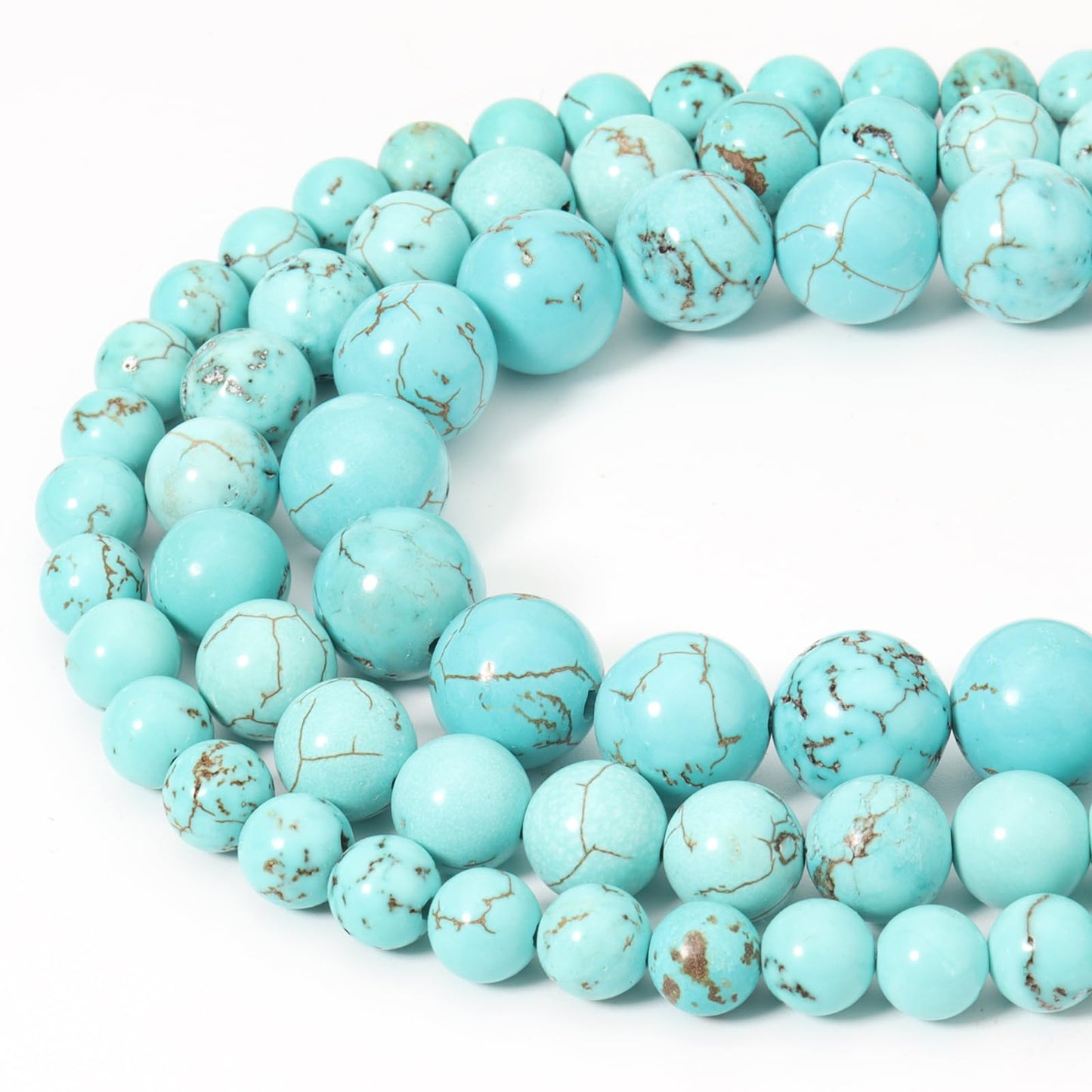 Siomia 60pcs 6mm Natural Blue Turquoise Gemstone Beads Energy Healing Crystal Round Loose Stone Beads for Jewelry Making, DIY Bracelets Necklaces