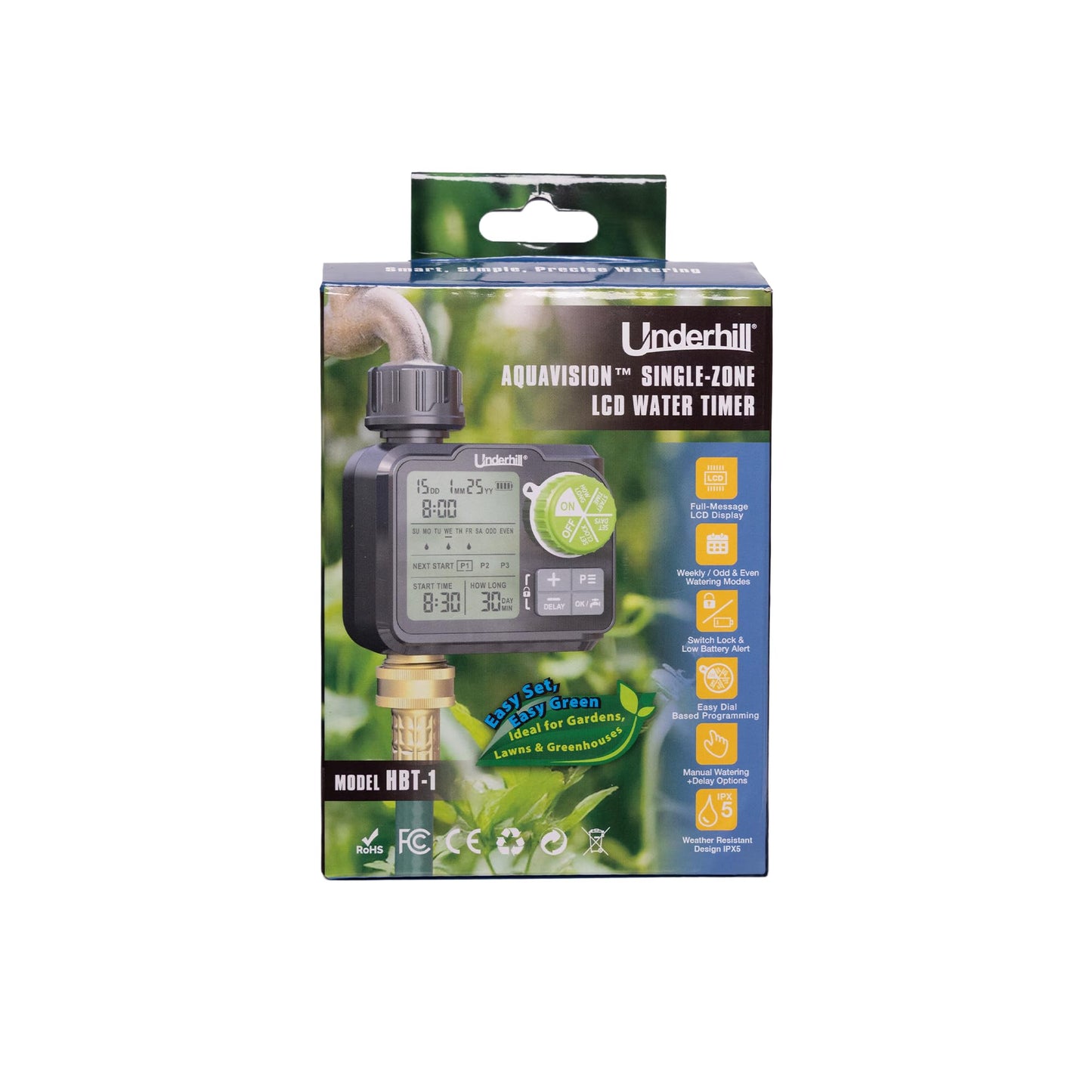Underhill AquaZone Digital Hose Timer – Automatic Garden Water Timer with LCD Display, Programmable Irrigation Controller for Sprinklers, Drip Systems & Garden Hose Faucets