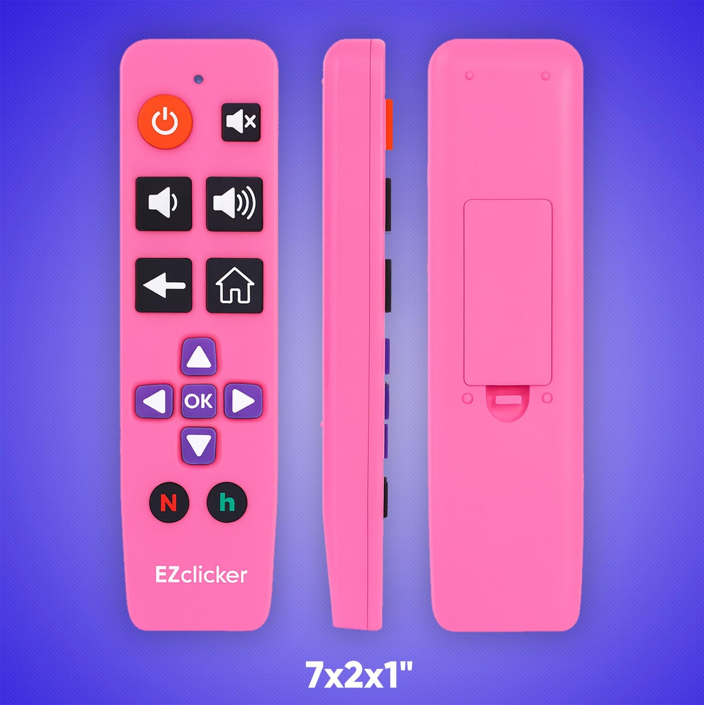 Roku Replacement TV Remote Compatible with Roku TV's ONLY (Pink) Big Button TV Remote Control, Simple and Easy to Use, NOT Compatible with Roku Stick or Box (2xAAA Batteries not Included)