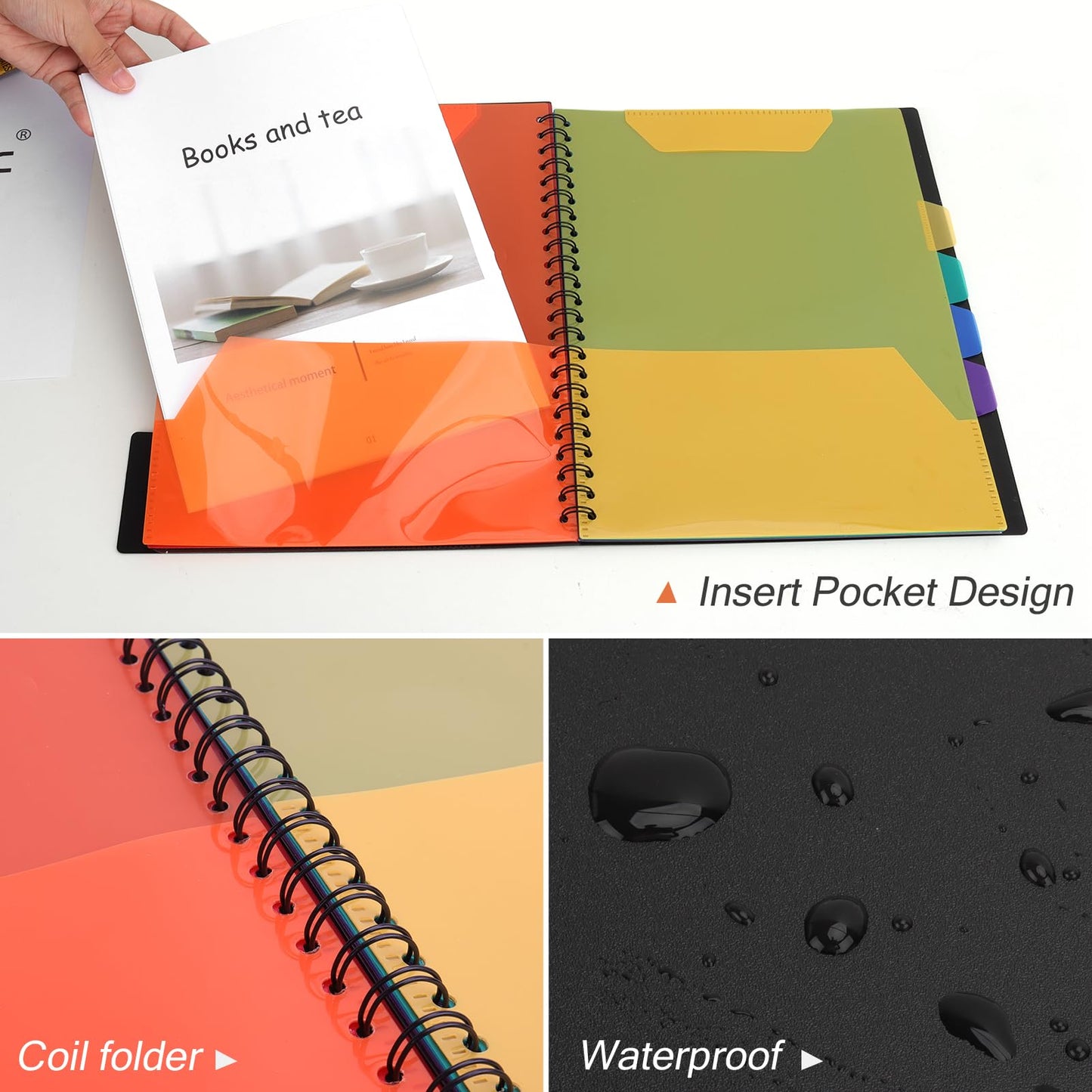 Uquelic Clipboard with Folder Organizer, 12 Pockets Project Organizer - Refillable Lined Notepad (11" x 8.5"), Hardcover Project Organizer with Stay-Put Tabs (Macaron 1 Pack)