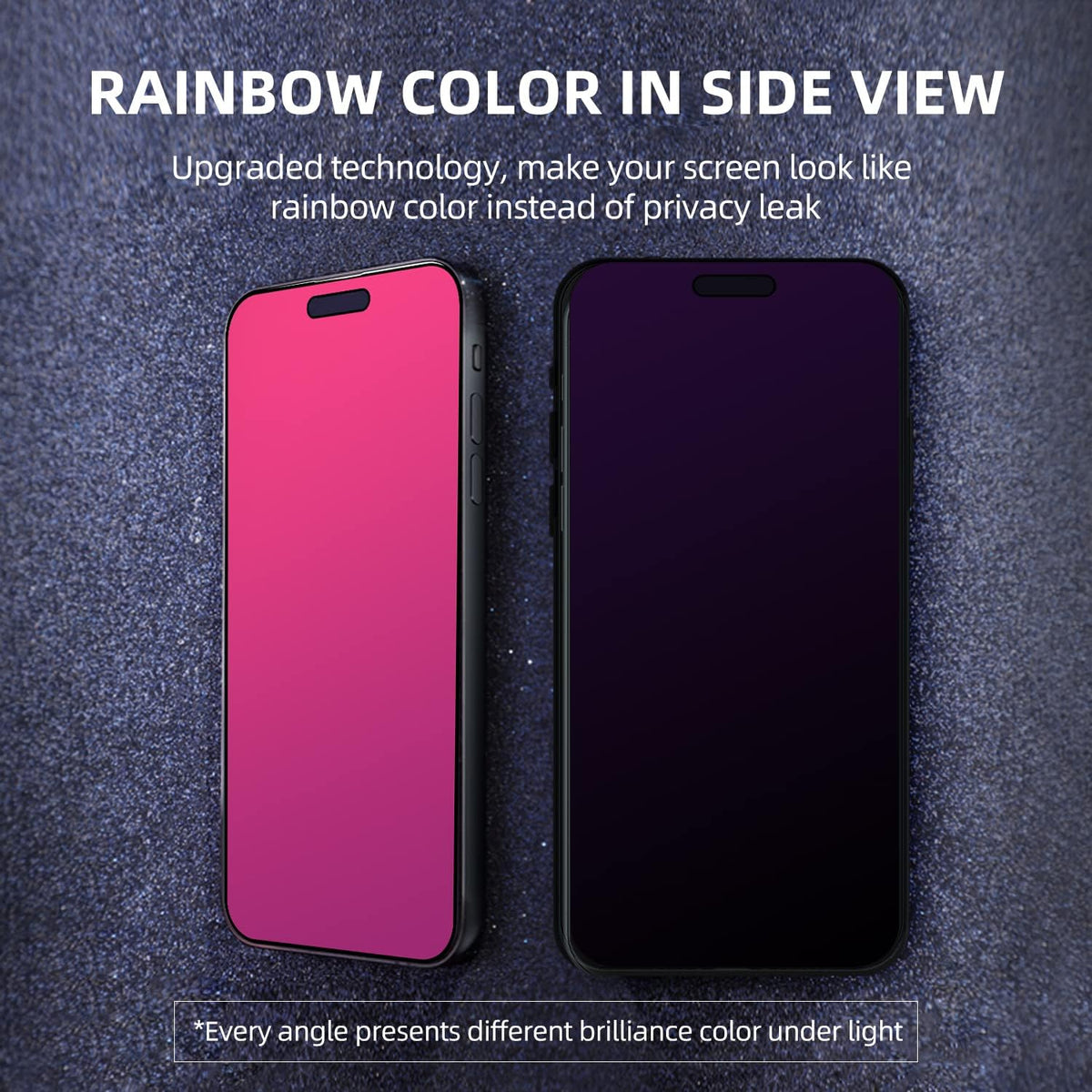 EGKimBa Privacy Screen Protector for iPhone 16 Pro, 6.3 inch Gradient Colorful Anti-Spy Anti-Blue Light HD Easy Installation Tempered Glass