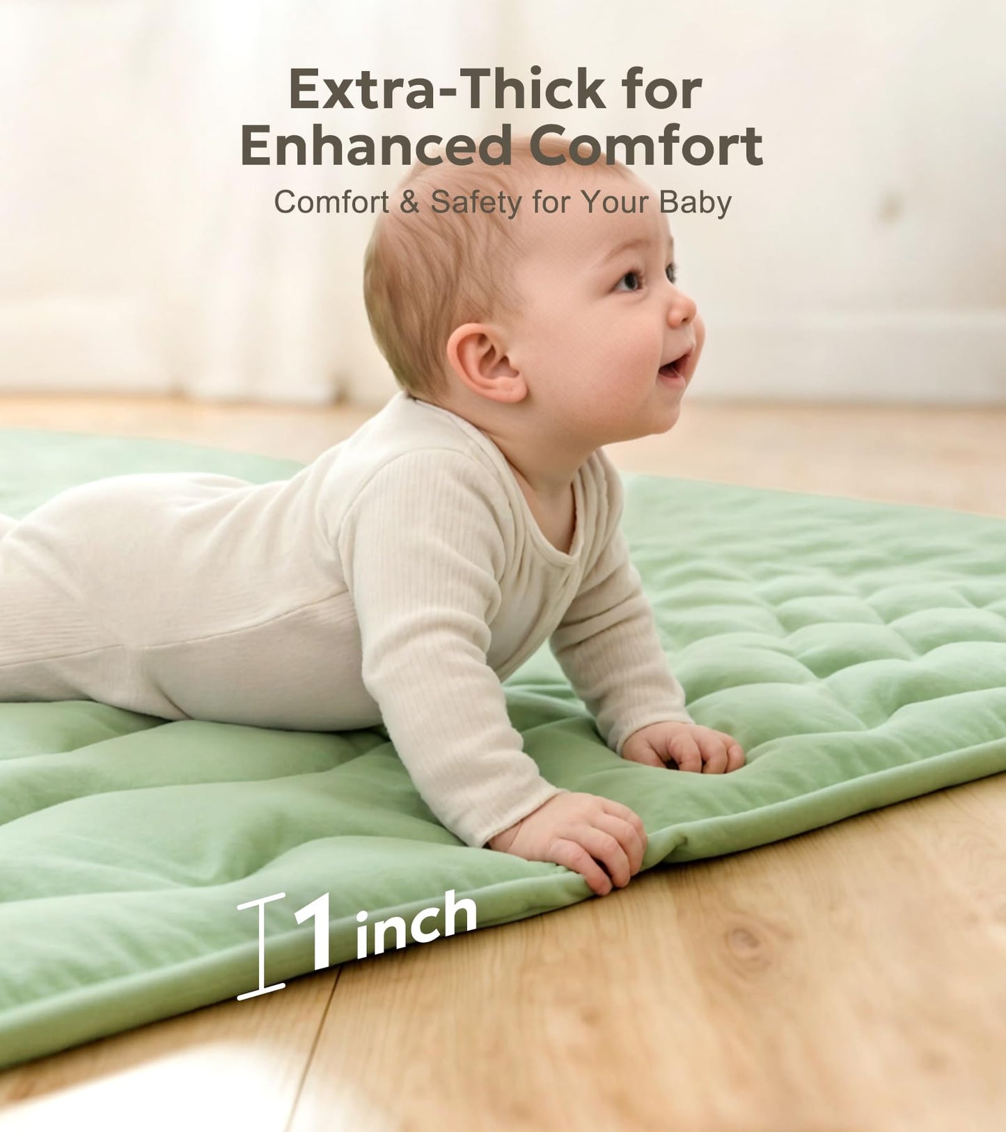 Mallify Baby Play Mat 50"x50", Non-Slip Baby Mat for Floor, Soft Thicker Playpen Mat, Portable Playmat, Crawling Mat for Infants, Babies, Toddlers, Activity Mat, Green