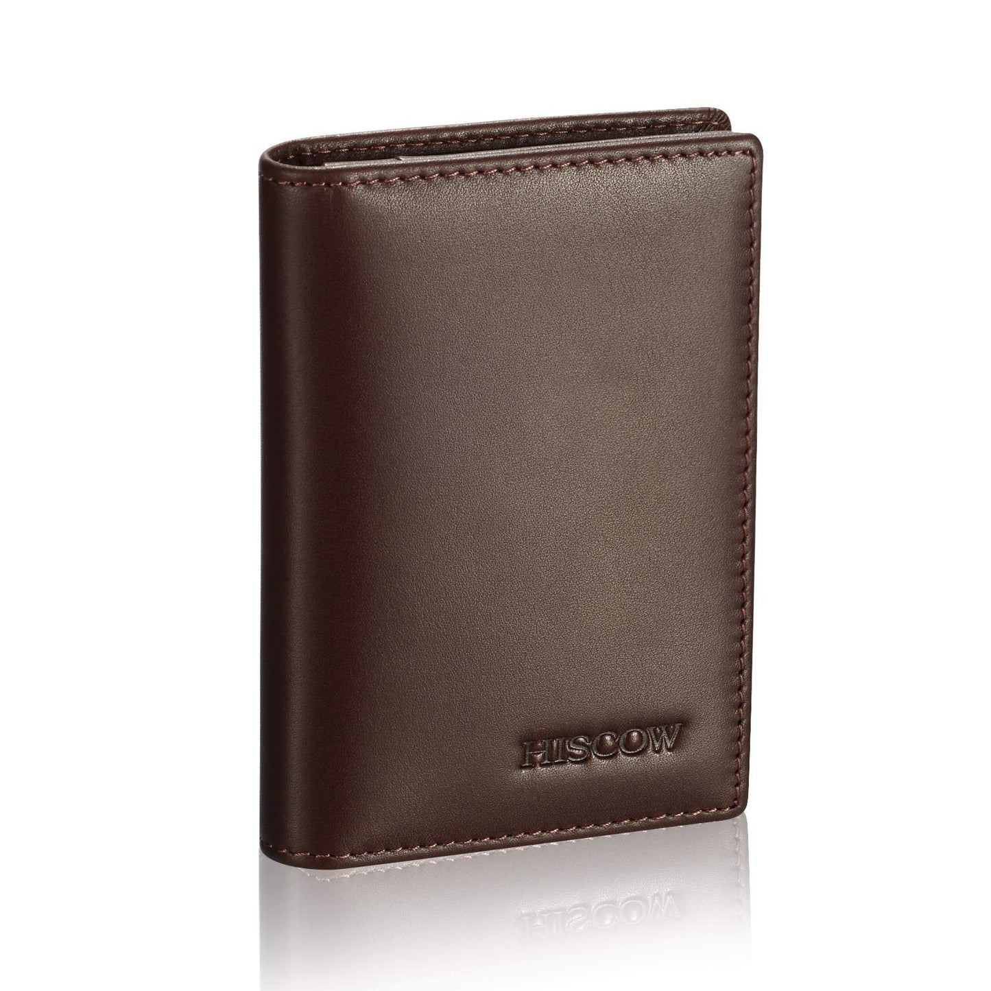 HISCOW Leather Business Card Case Holder for Men & Women, Italian Calfskin (Coffee)