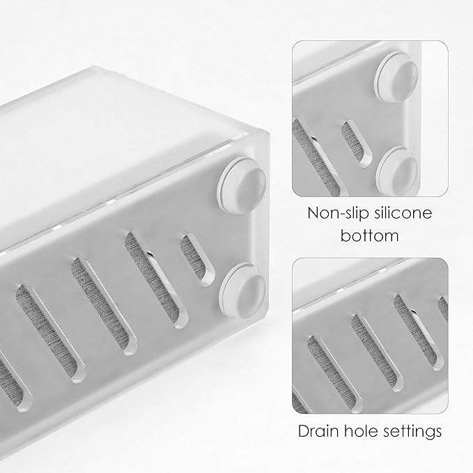 2Pack Acrylic Electric Toothbrush Holder with Diatomite Drying Stone, Bathroom Drawer Organizer with Drainage Hole for Tooth Brush, Compatible with Philips, Oral-B (Frosted Cover)