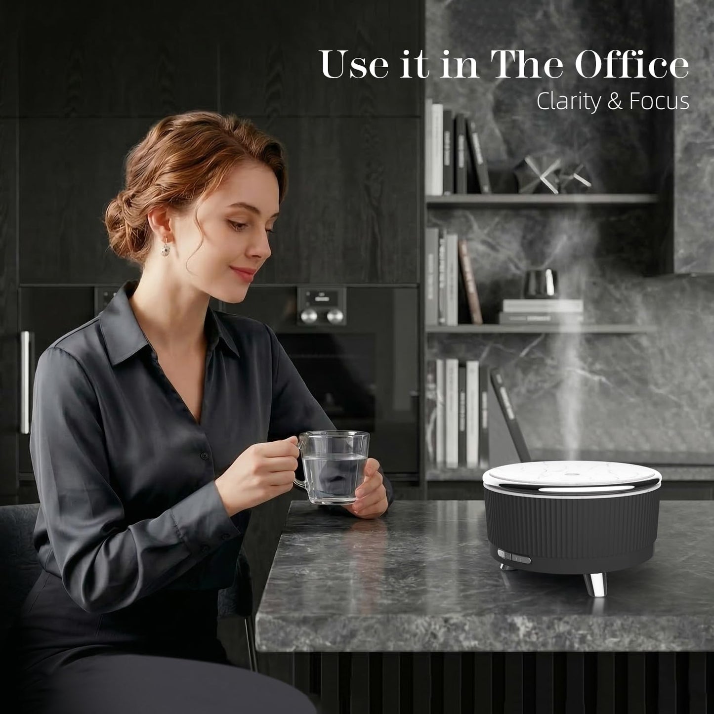 500ML Large Capacity Essential Oil Diffuser, Ultrasonic Aromatherapy Diffuser with 7 Color LED Lights with Remote Control, Cool Mist Humidifier, Timed Mist, Auto Shut-Off (Black)