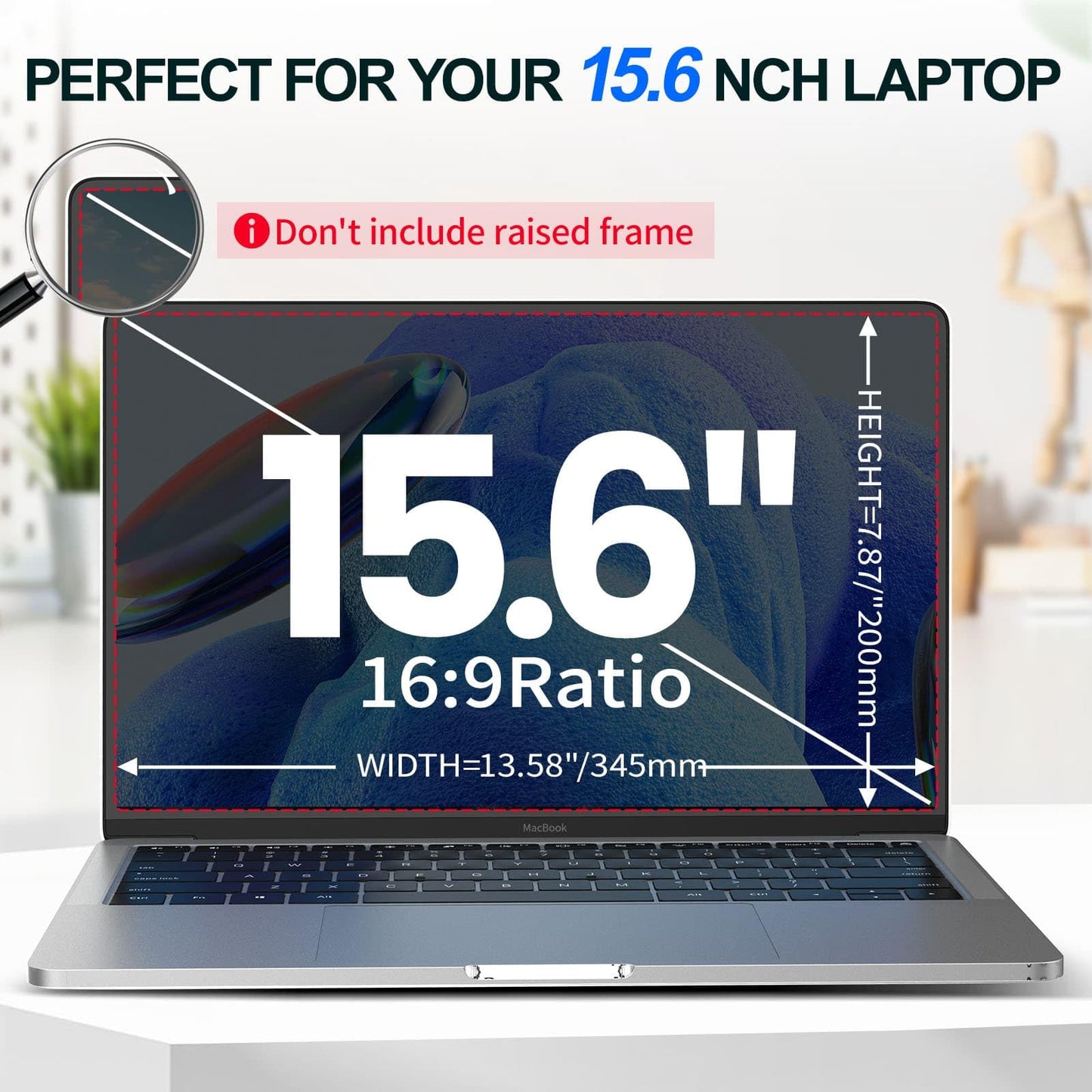 2Pack Magnetic 15.6 Inch Laptop Privacy Screen 16:9 Aspect Ratio, Removable Anti-Blue/Glare Protector Film, Anti Spy Desktop Security Private Filter 15.6in