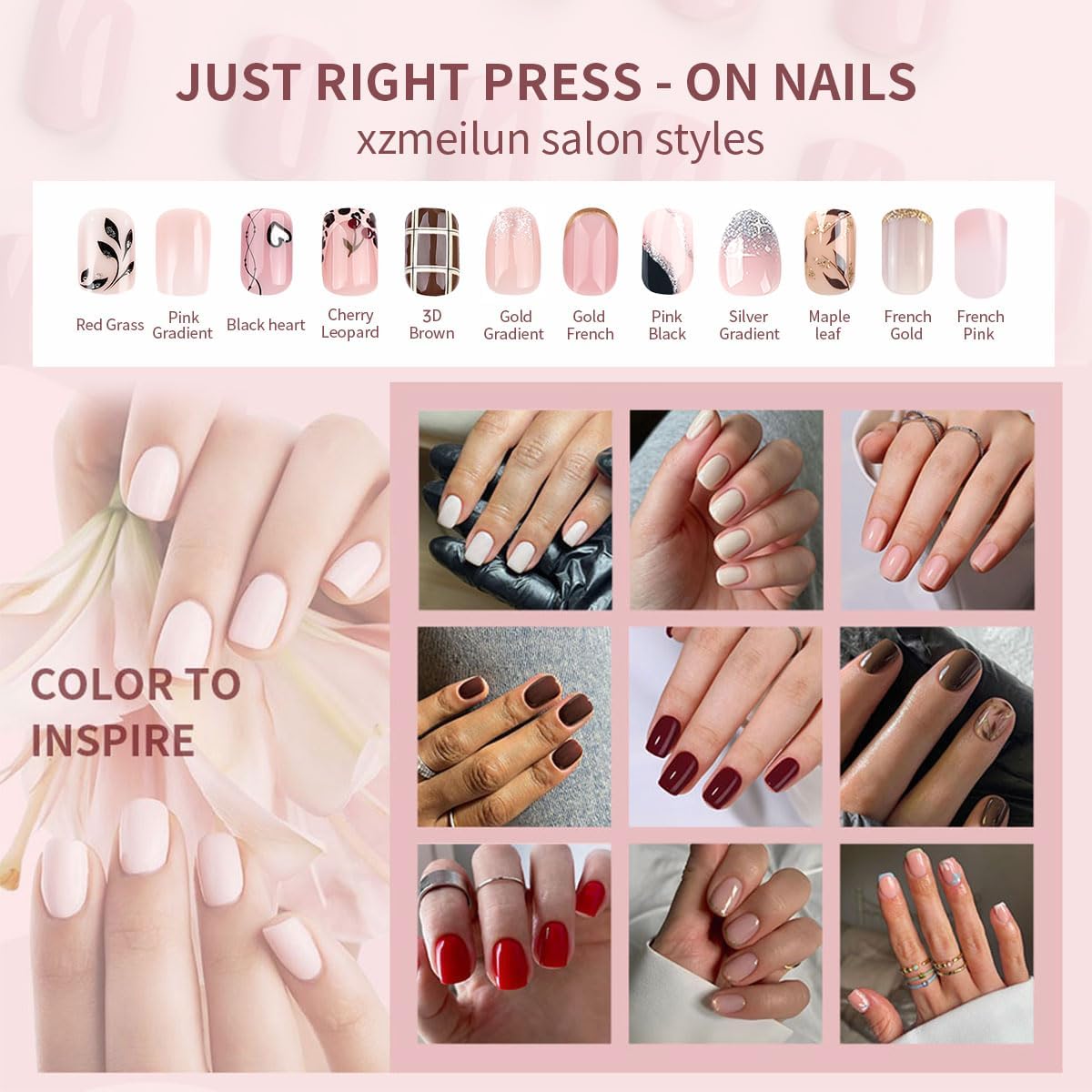 XZMeiLun Spring Fake Acrylic Press On Nails – Starry Sky Designer False Nails Medium Almond, Salon Quality, Glossy Reusable Stick-On Nails for Weddings, Outdoor Picnics & Parties | Gift for Women