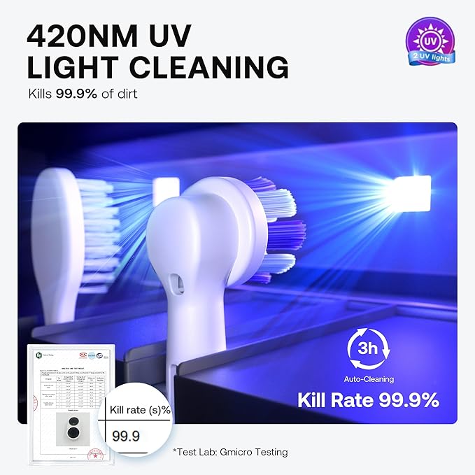 Bitvae Upgraded Tooth Brush Holder for Bathroom 2.0, Infrared Sensing Toothbrush Cleaner, Wall-Mounted for Any Size Toothbrushes, Air Drying, LED Smart Screen, Purple