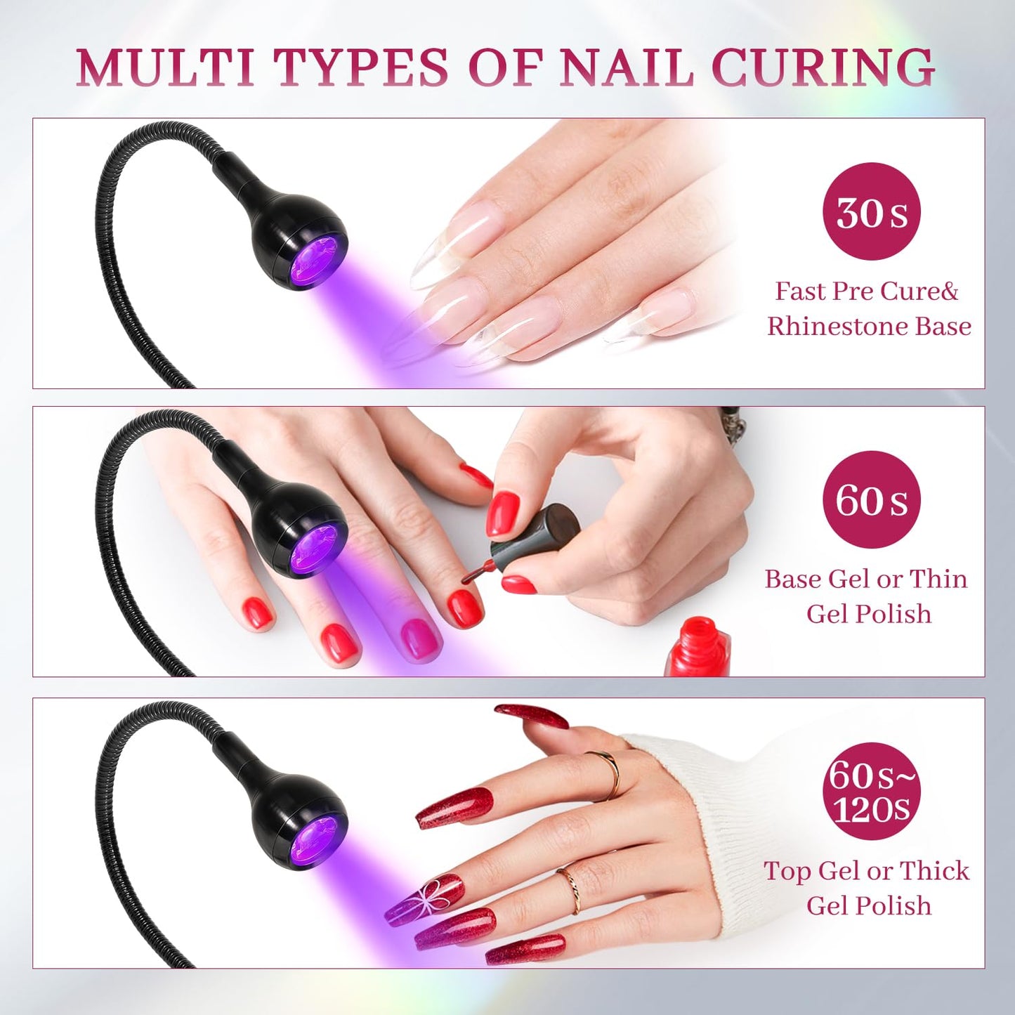 krofaue Duck Nail Tips - U V LED Nail Lamp with Gooseneck and Clamp Manicure Salon DIY at Home Black