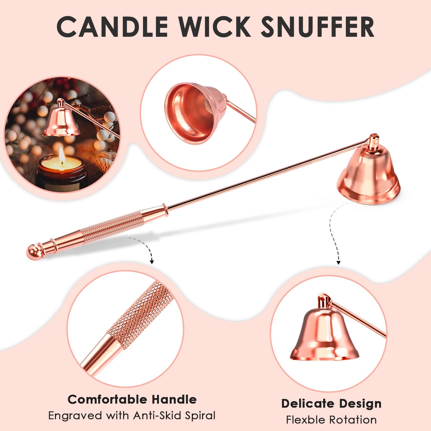 HEYLOURB 5 in 1 Candle Accessory Set,Candle Wick Trimmer Cutter Set,Candle Wick Dipper,Candle Wick Snuffer,Rechargeable Candle Lighter,Tweezers,Stainless Steel Candle Care Kit Gift for Aromatherapy