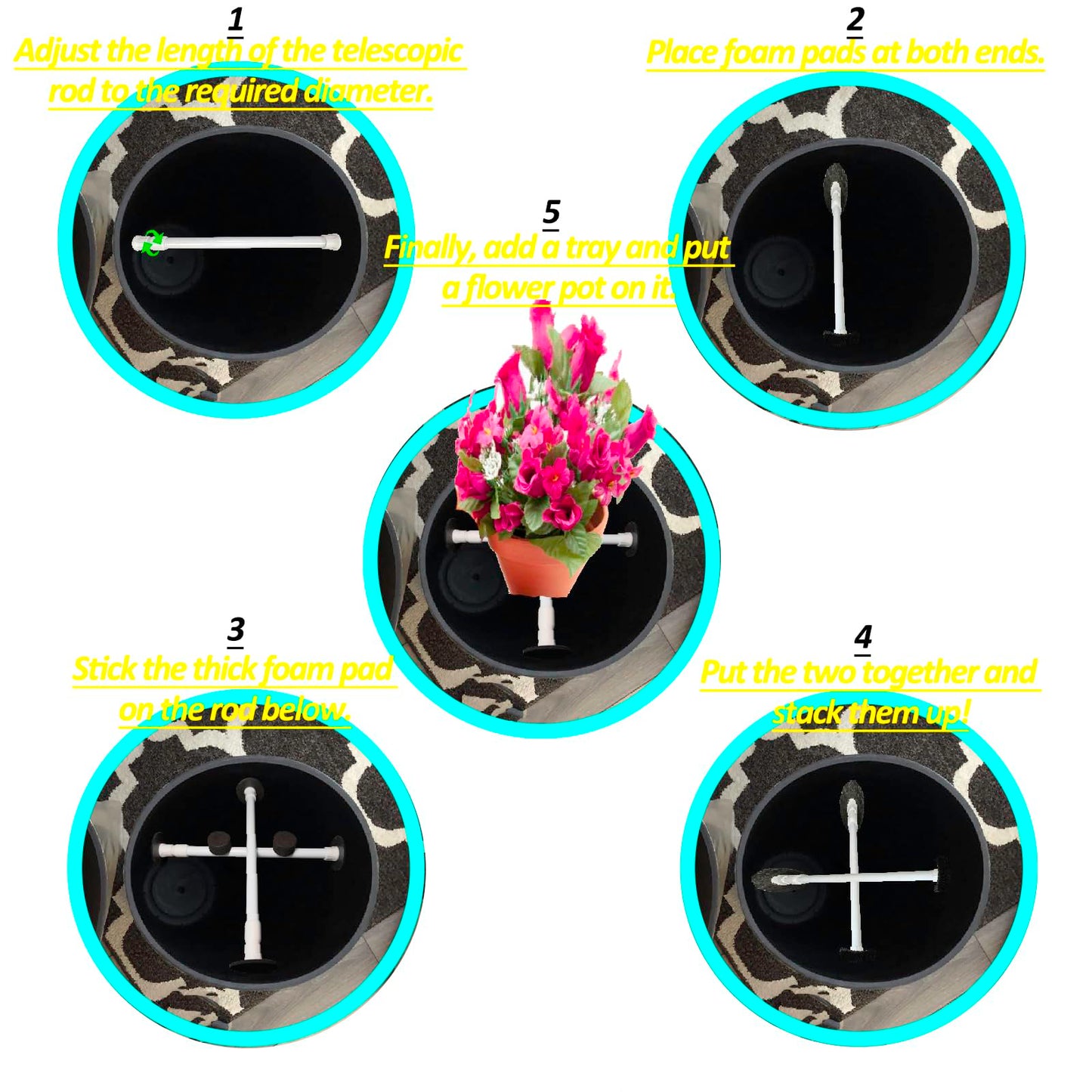 Euslbak 2 Pack Adjustable Planter Inserts for Large Pots,Adjustable Planter Insert, (1, Small 18-28CM)