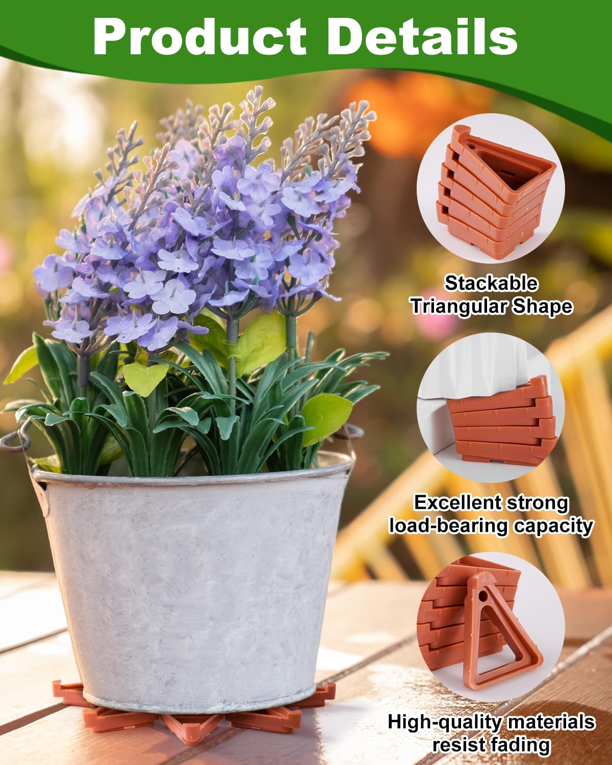 FantasyLife Pot Feet for Outdoor Planters, Invisible Breathable Plant Risers, Moisture-Proof Pot Stands Toes Lifters for Heavy Plants, Stackable Planter Feet for Indoor Outdoor (16pc Orange, Small)