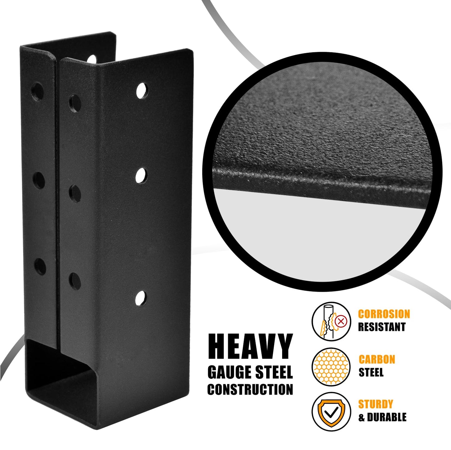 4 Pcs Upgraded Concealed Beam Hangers, 2"x6" Outdoor Concealed Flange, Q235B Steel Frame Bracket, Railing Bracket for Beam, Swing, Handrail, Fence 2"x6" (Black)