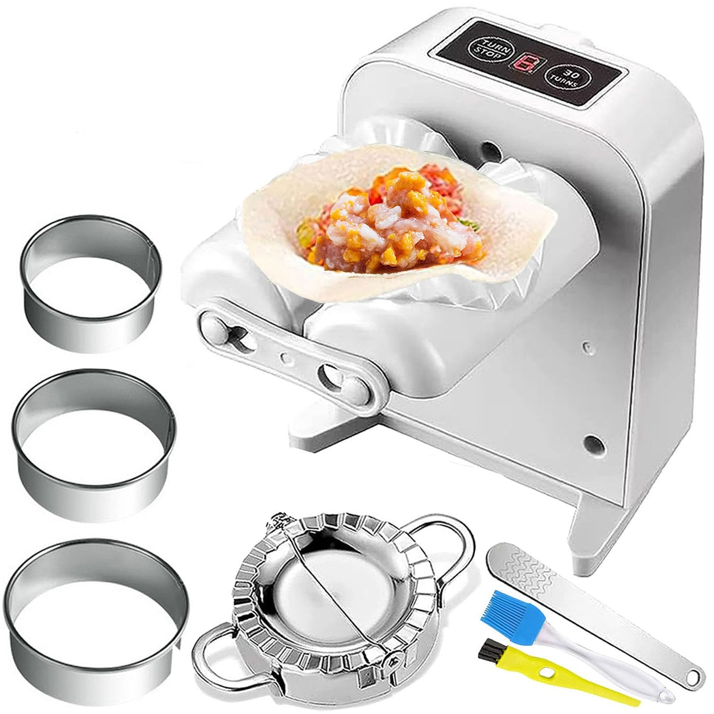 Electric Dumpling Maker Rechargeable Automatic Dumpling Maker Machine Mould 2 Modes,Household Easy Quick Dumpling Pierogi Maker Machine with Empanada Maker Press,Dough Cutter,Spoon