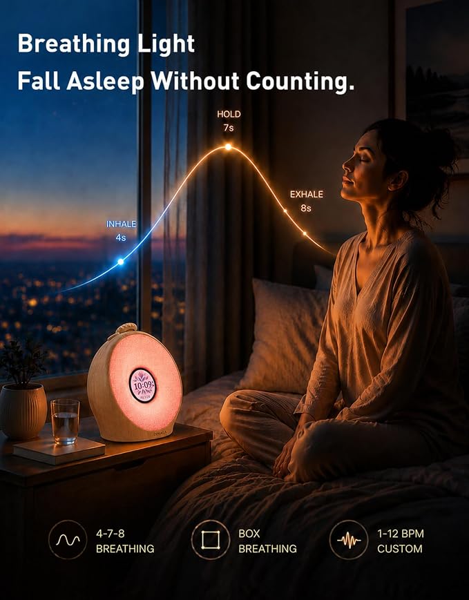 Dekala Sunrise Alarm Clock for Heavy Sleepers with Pulse Wake, Sunset Sound Machine with Breathing Ambient Light, Loud Alarm for Bedrooms, Wake Up Light, Digital Color Display & 7 Themes, No App
