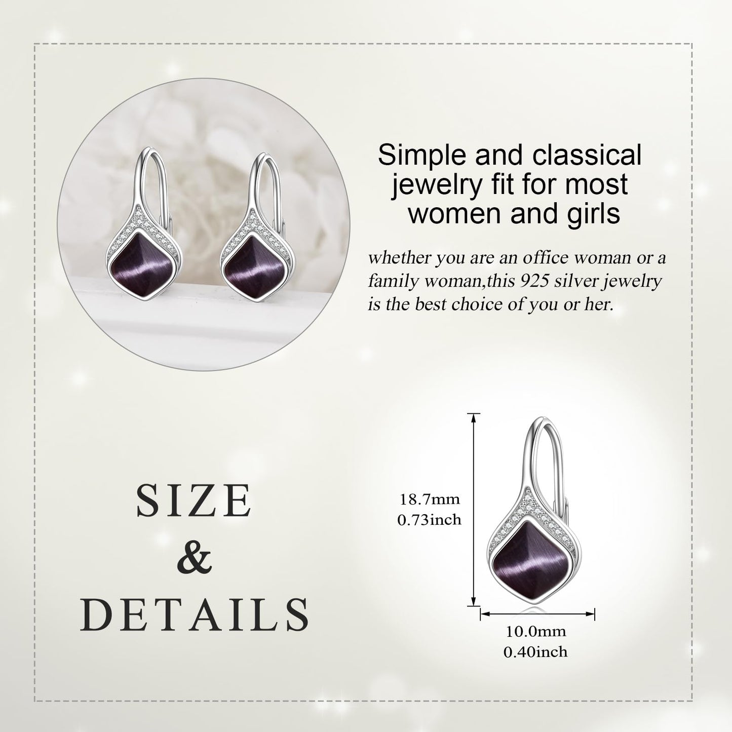 Black Earrings Sterling Silver Black Opal Teardrop Drop Earrings Boho Dangle Earrings Jewelry Christmas Gifts for Women