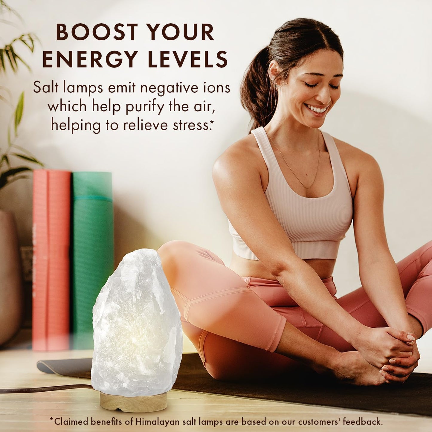 The Body Source Himalayan Salt Lamp 10-12 Inches (11-15lb) | Includes Dimmer Switch | Natural Salt Rock Lamp with Handcrafted Wooden Base & Night Light (Bulb Replacement)