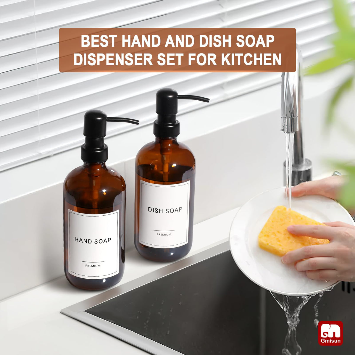 Amber Glass Soap Dispenser (6 Count)