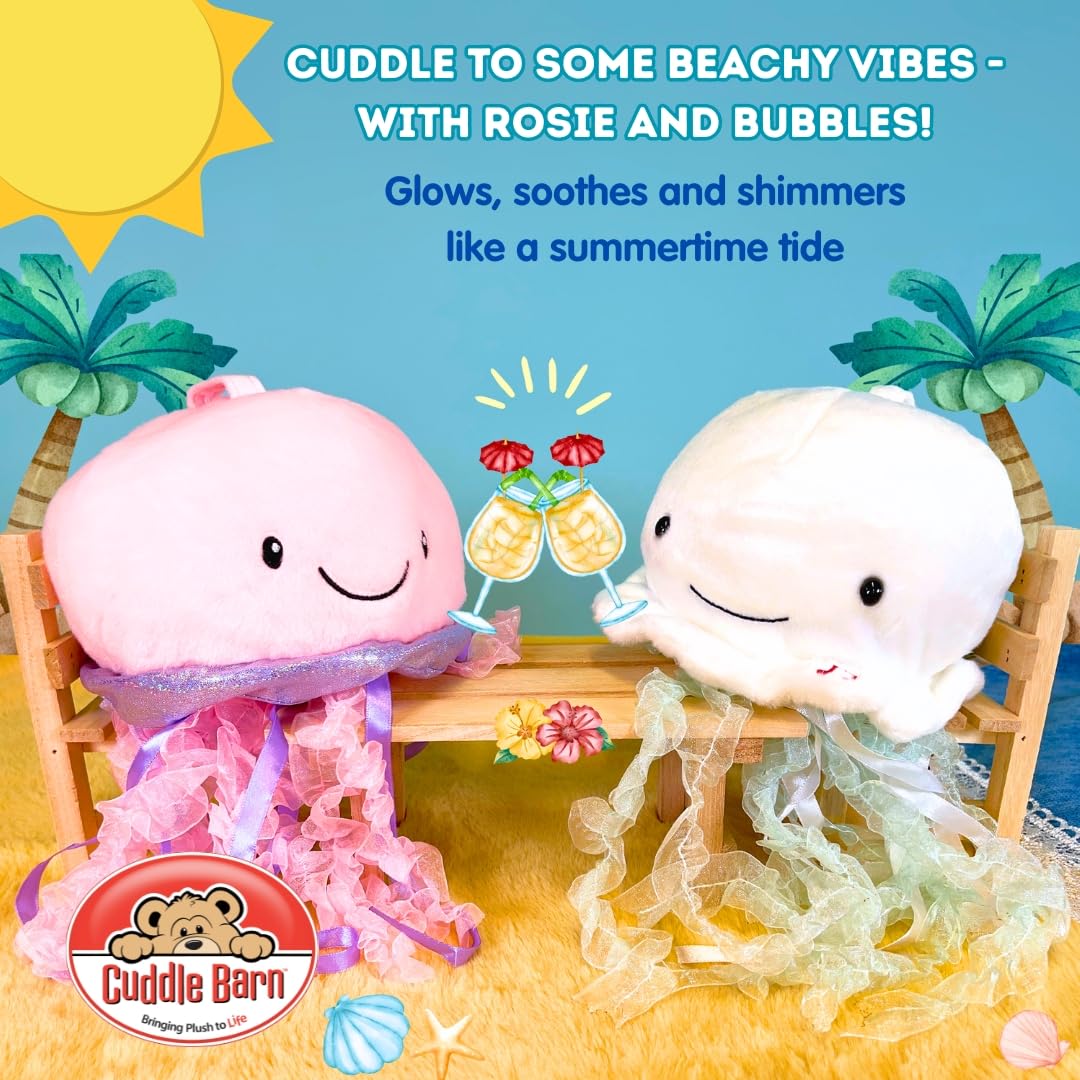Cuddle Barn - Jellyfish Bubbles | Soft Jelly Fish Plush Toy | Hanging Loop | Gentle Color Changing Lights | Plays Ocean Melodies with Volume Control- Gift for Baby, Toddlers, Kids - 18 Inches