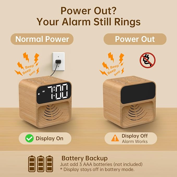 AuroraCalm Extra Loud Alarm Clock for Heavy Sleepers with 115dB Alarm
