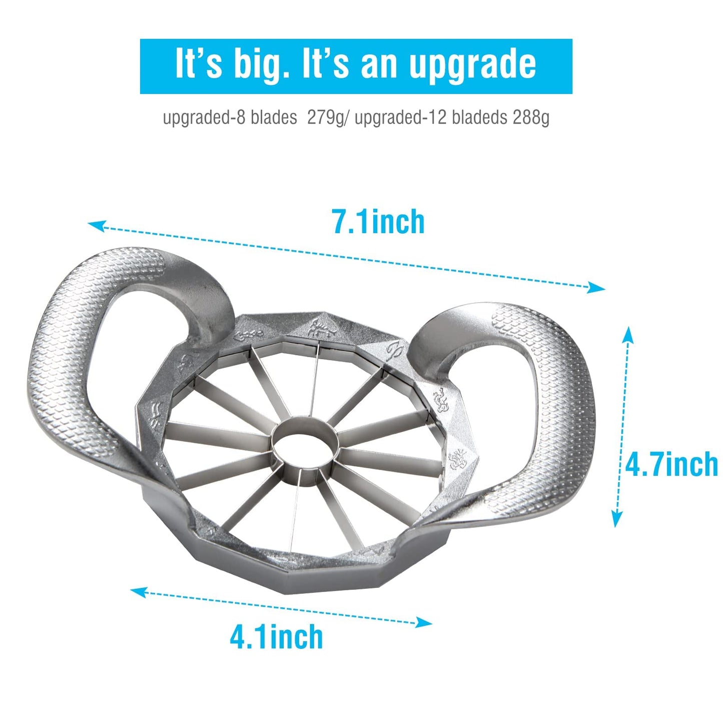 Apple Slicer, HEAVY DUTY Apple Corer, 12-Blade Stainless Steel Apple Cutter Divider Pitter ，Sturdy and Sharp