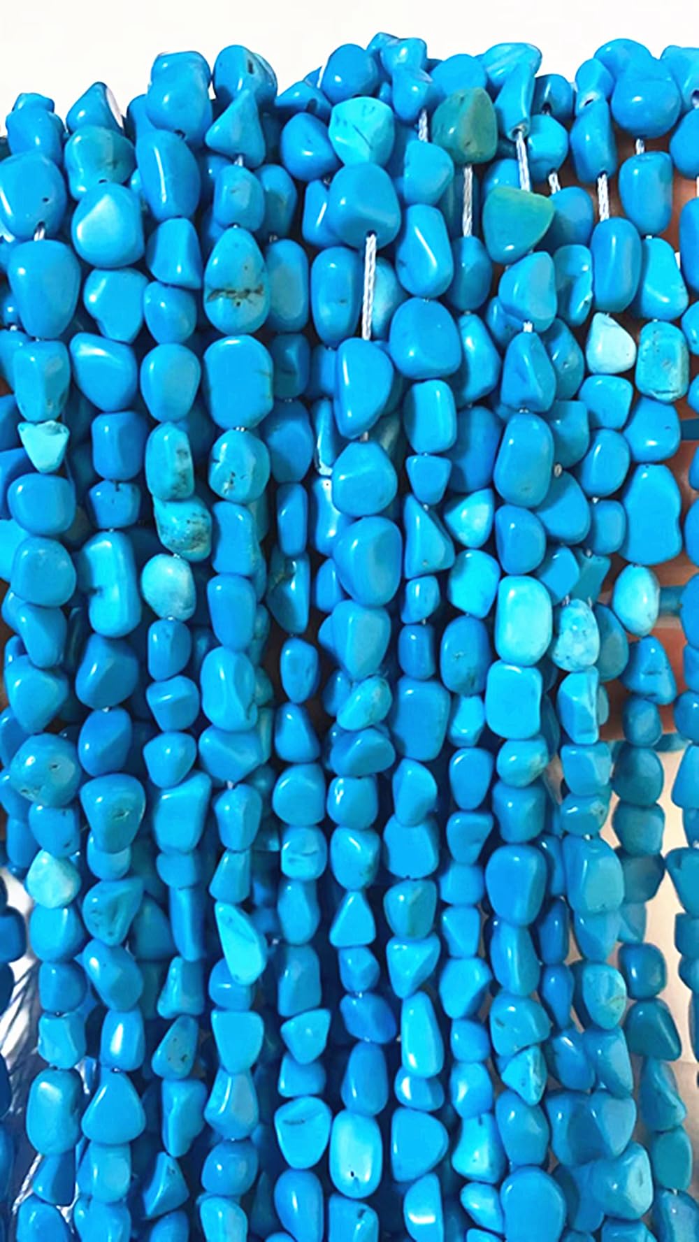 jodaying 6-8mm Natural Blue Turquoise Nuggets Oval Free Tumbled Pebble Semi Precious Gemstone Loose Stone Beads Approx 15.5 inch for DIY Jewelry Making