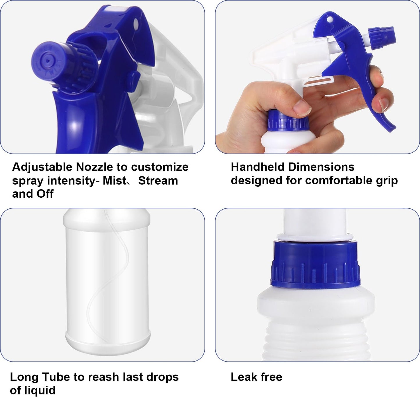 Eccliy 12 Pcs 16 Oz Plastic Spray Bottle, Adjustable Empty Reusable Sprayer for Cleaning, Planting, Water, Bathroom and Kitchen, BBQ, Commercial and Residential (Original,Multicolor)
