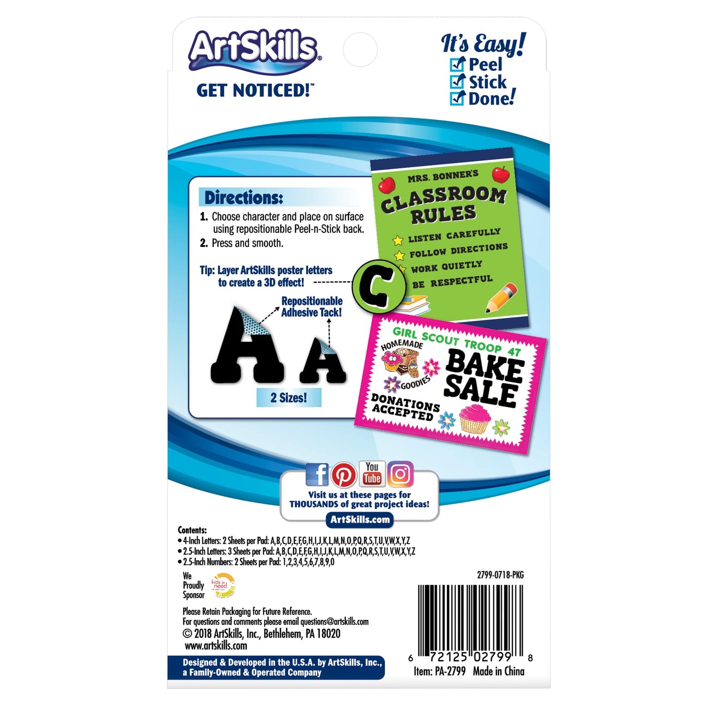 ArtSkills Paper Poster Letters and Numbers for Projects and Crafts, 4" and 2.5", Black, 150 Pieces - Multiple Sheets Per Letter Pad - Pack of 3 (3 Count)