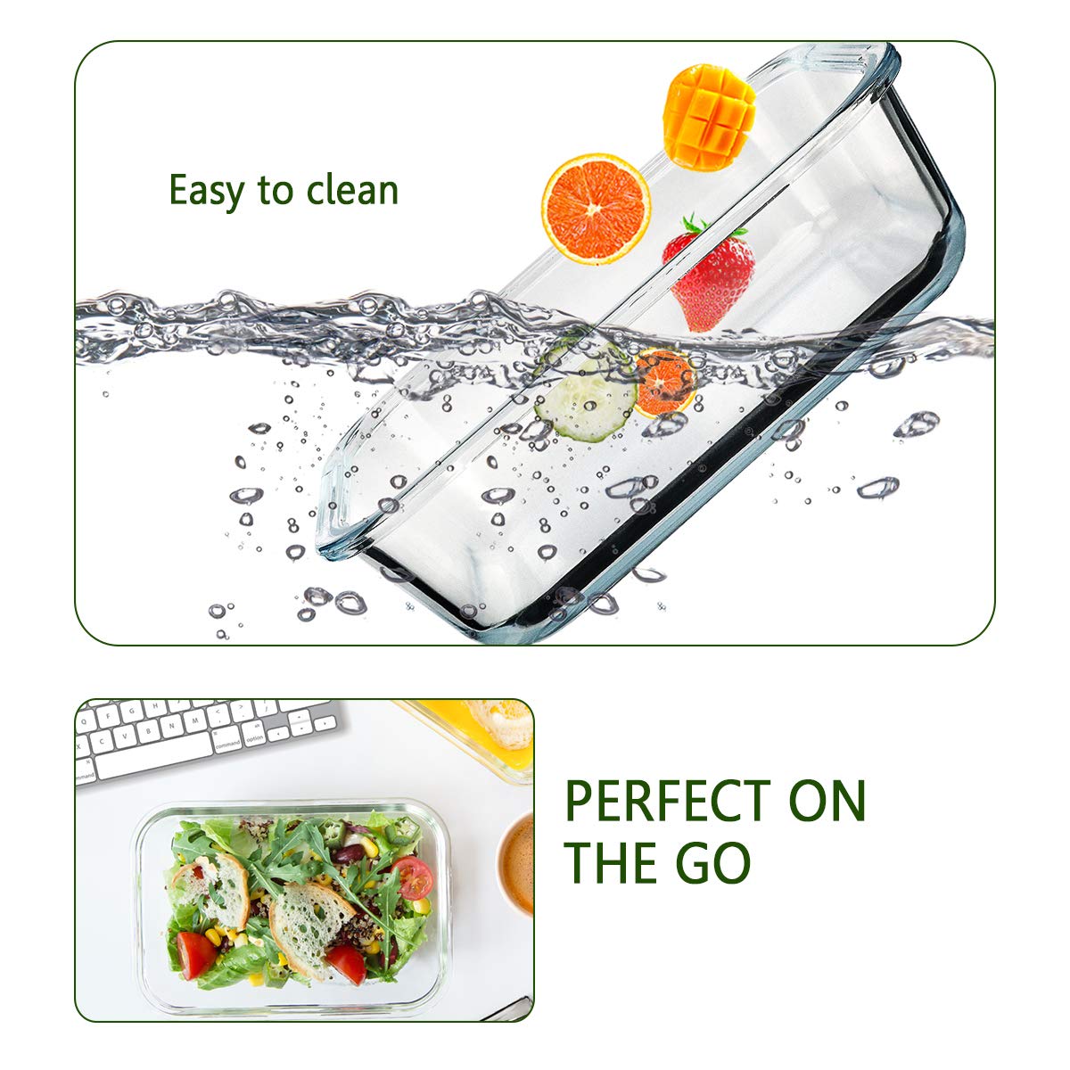 [8-Pack,30 oz]Glass Meal Prep Containers,Glass Food Storage Containers,Airtight lunch Containers with Lids, Microwave, Oven, Freezer and Dishwasher