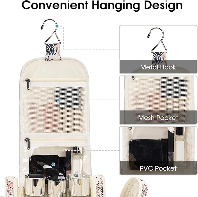 Narwey Hanging Toiletry Bag for Women Travel Makeup Bag Organizer Toiletries Bag for Cosmetics Essentials Accessories