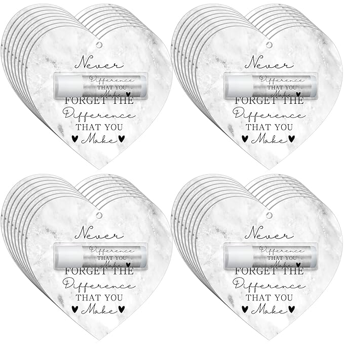 30 Pack Christmas Employee Appreciation Gift Lip Balms Bulk Staff Teacher Team Volunteer Thank You Gift Thanksgiving Christmas Appreciation Party Favor for Women Men(Heart,Fog White)