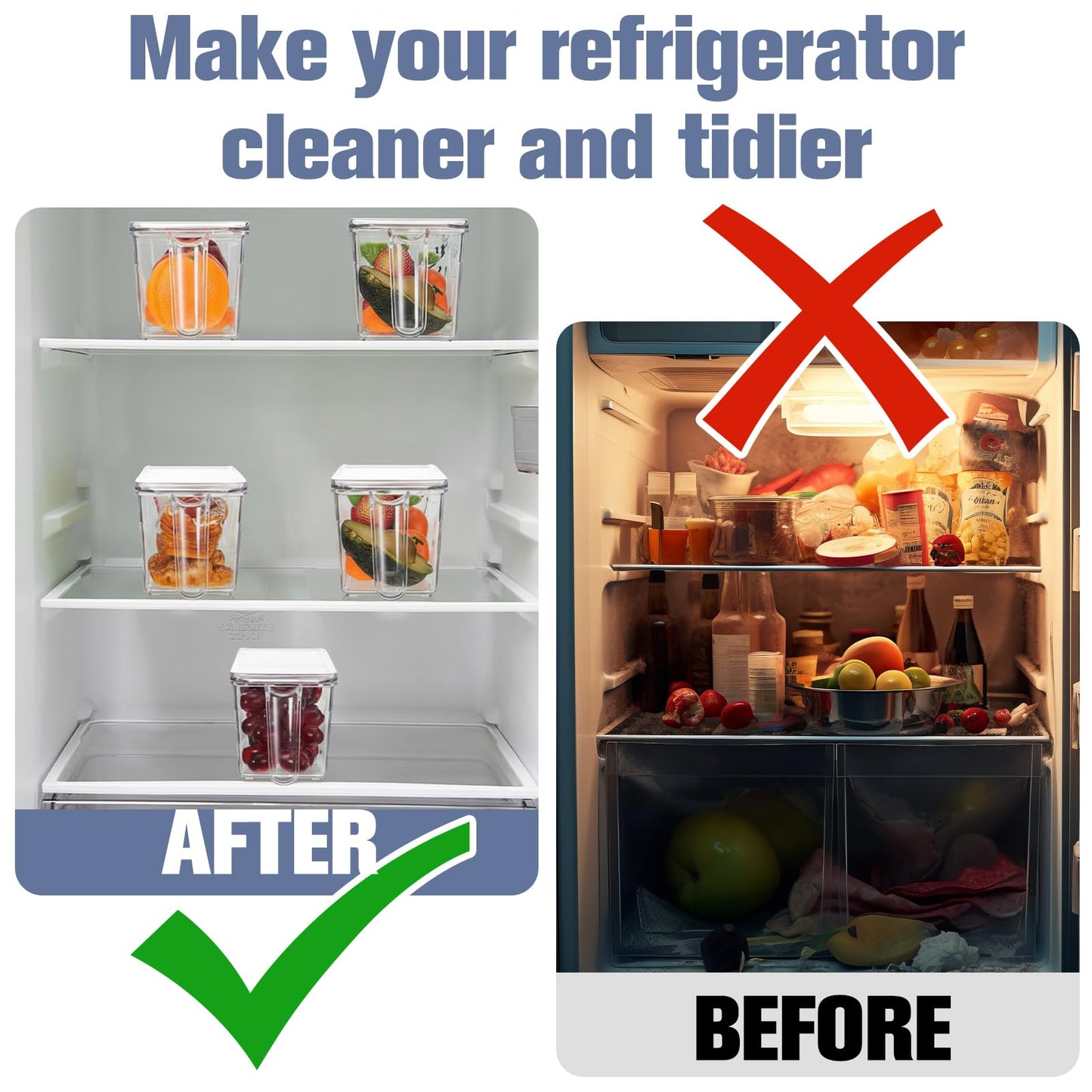 Havawish Ice Storage Bin for Freezer with Lid and Flexible Scoop Set Plastic Ice Container with Lid Handle for Home Office Fridge Storage (12.4 x 3.94 x 3.94 Inches,Clear,2 Pcs)
