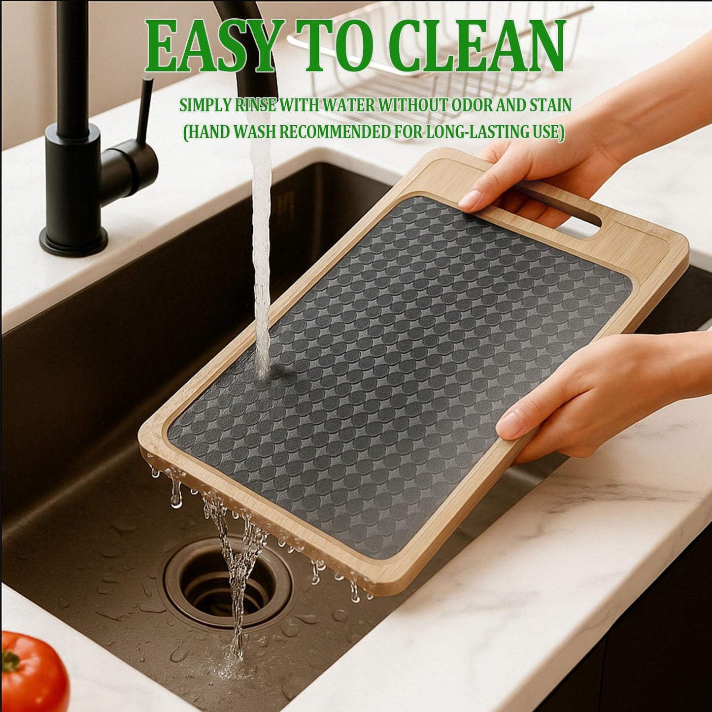 Double Sided Bamboo&Stainless Steel Cutting Board with Juice Groove and Handle, Non Toxic, Wooden Chopping Boards for Kitchen,Charcuterie Board,Ideal Gift for Housewarming(15”×11”Large YC)