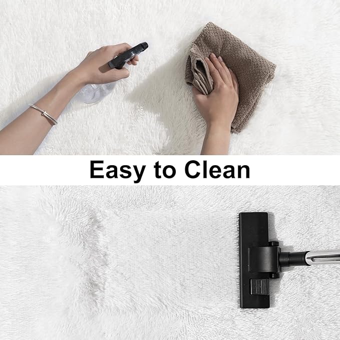 Ultra Soft Runner Rugs for Bedroom Hallways with Upgraded Non-Slip Rubber Backing & Thick Memory Sponge, 2 Packs 2x6 Feet Fluffy Shag Throw Area Rug for Bedside Dorm Cream