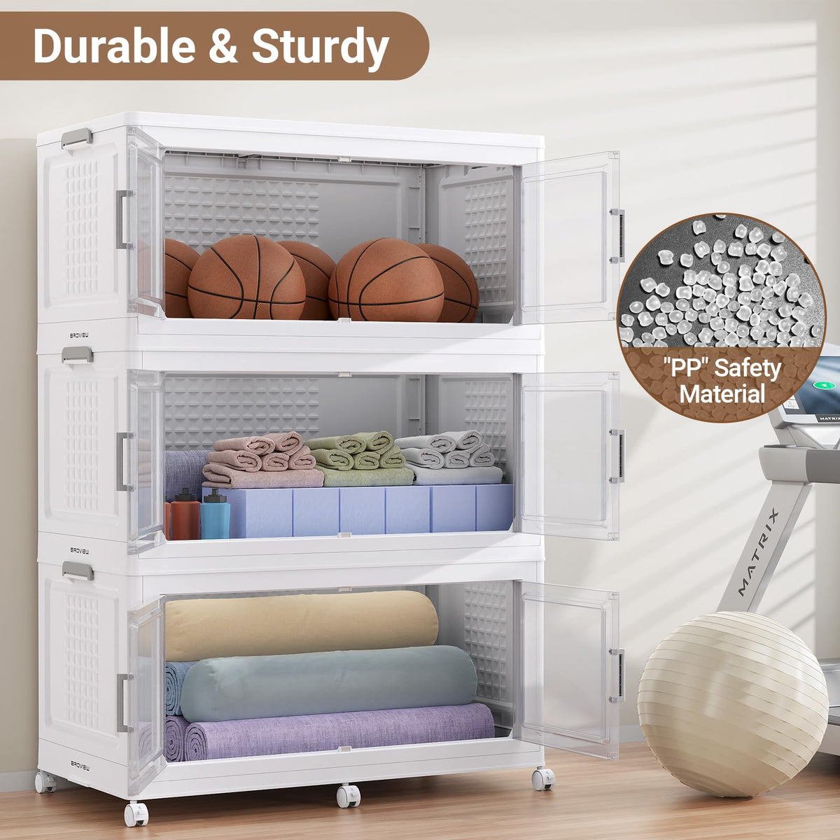 600 Qt Stackable Storage Bins Foldable Cabinet (3 Count)