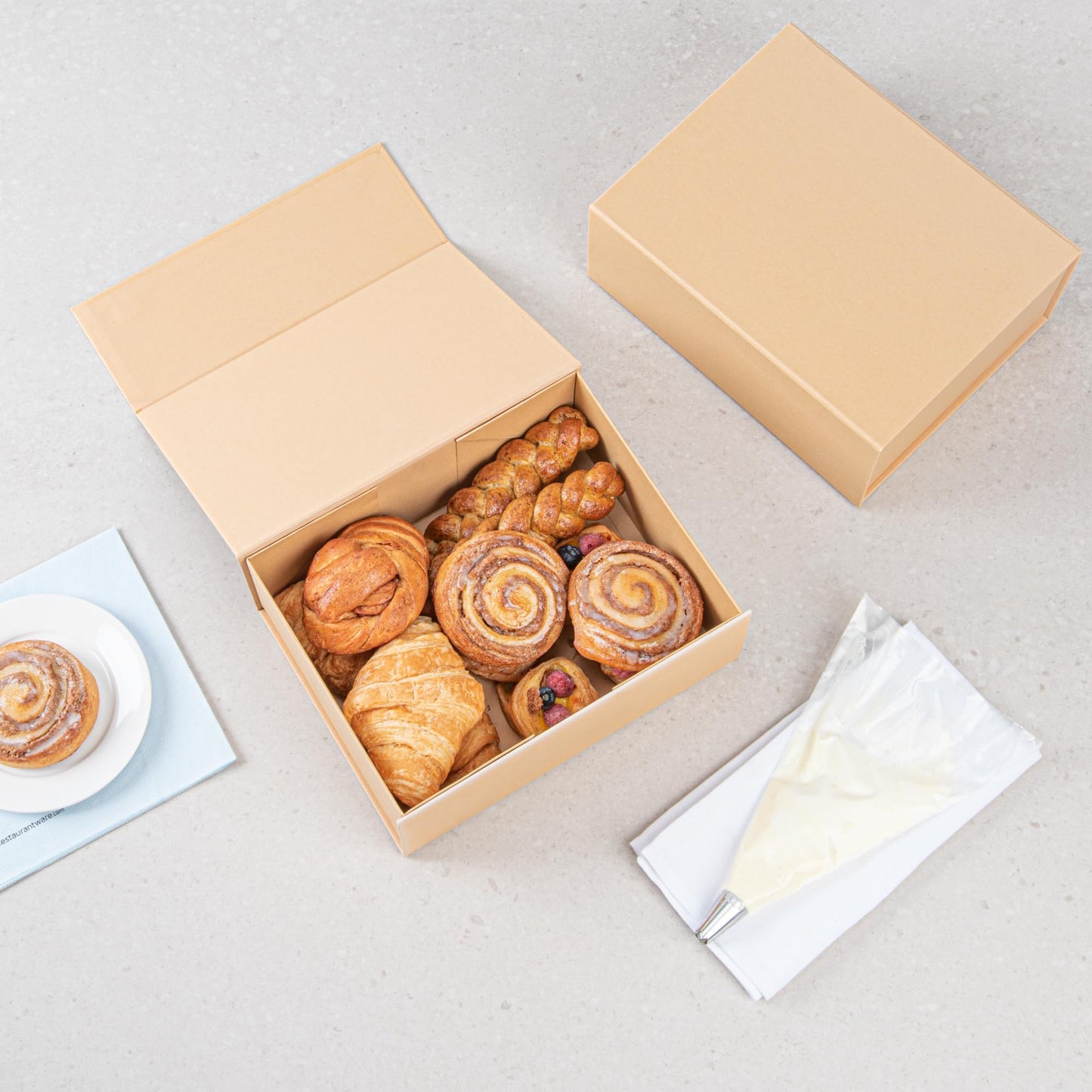 Restaurantware 10.5 x 8 x 4 In Magnetic Gift Boxes, 10 Sturdy Collapsible Gift Boxes - For Groomsman & Bridesmaid Proposals, Built-In Lid, Kraft Paper Luxury Storage Boxes, Food Safe, Grease-Resistant
