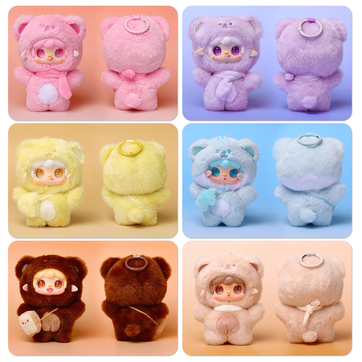 Yooki Cute Plush Pendant Blind Box,Random Vinyl Dolls Surprise Birthday Gifts,Single Mystery Box-Take A Bite of Bear Series