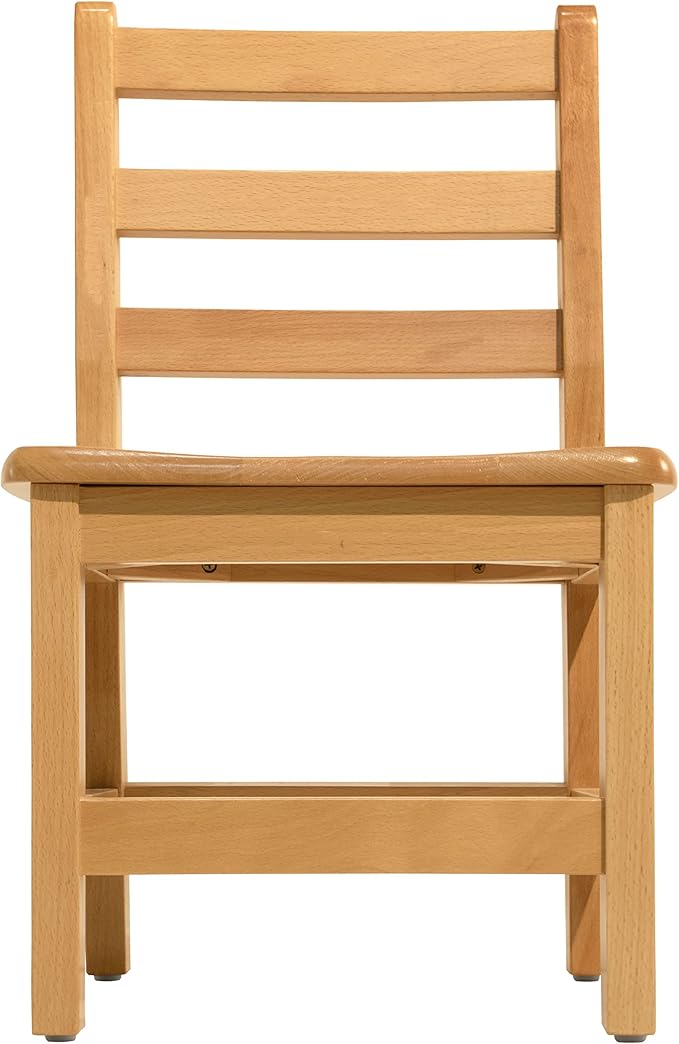 Kids Wooden Chair Set, Fully Assembled Youth Ladderback Wood Chairs for Children, 16" Seat Height for Ages 10-11 (Set of Two)