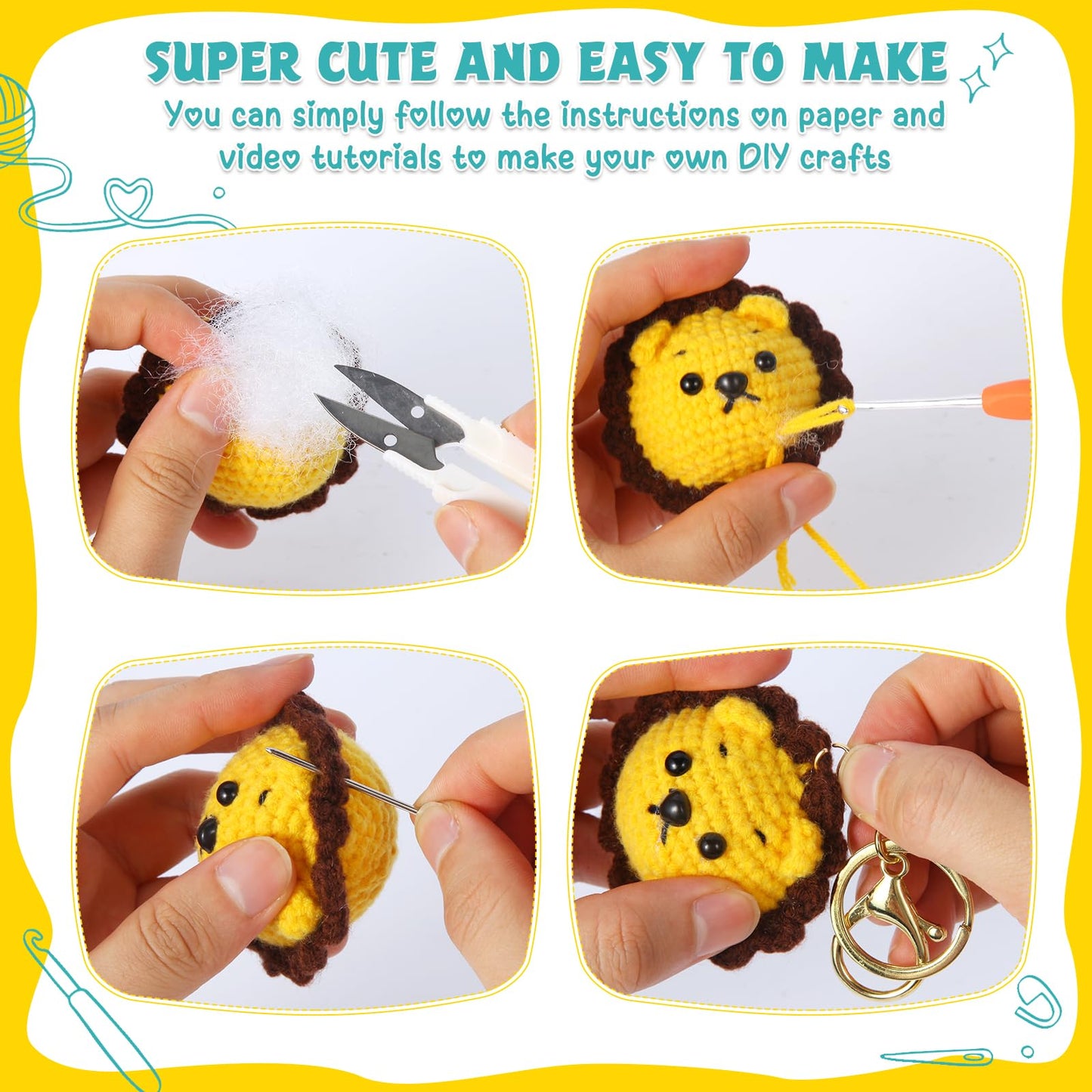 GOZATO Crochet Kit for Beginners, Crochet Animal Kit with Step-by-Step Video Tutorials, Easy Beginner Crochet Kit for Adults, Women & Men, Handmade DIY Gift Complete Kit Included (8Pack)