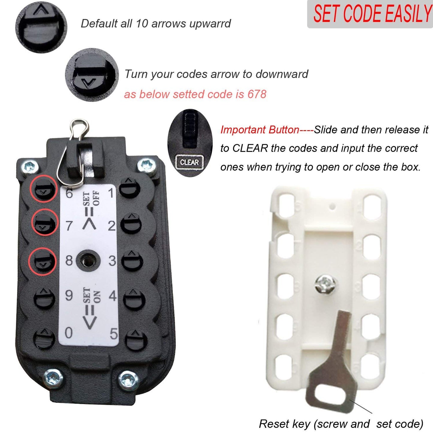 Exterior Outdoor Waterproof Hide Wall Mounted Key Safe Box - House use Key Storage Lock Box,Key Lock Box(Black)