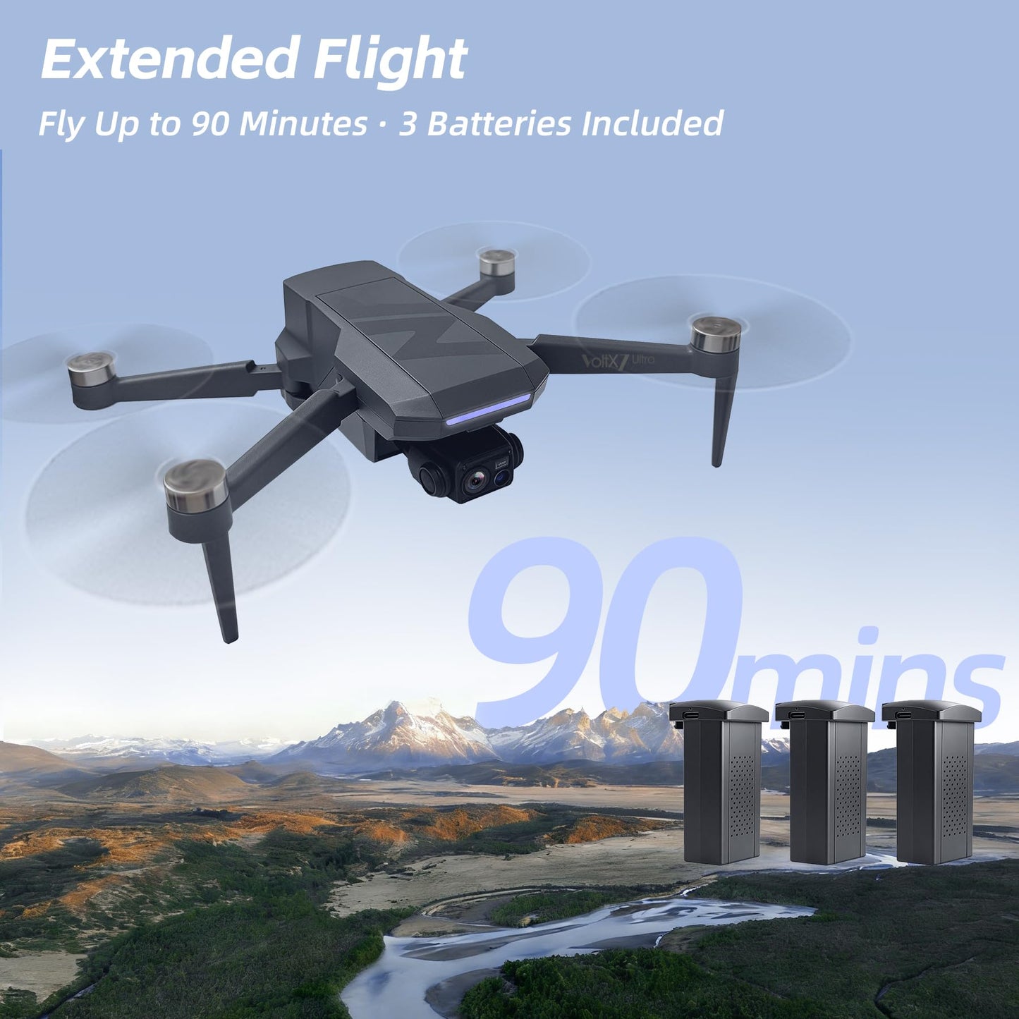3-Axis Gimbal GPS Drone with 4K Camera, 90 Min Long Flight Time,3280 FT Long Control Range, Auto Return, Follow Me, Brushless Motor, 5G FPV RC Quadcopter for Beginners(Under 249g)