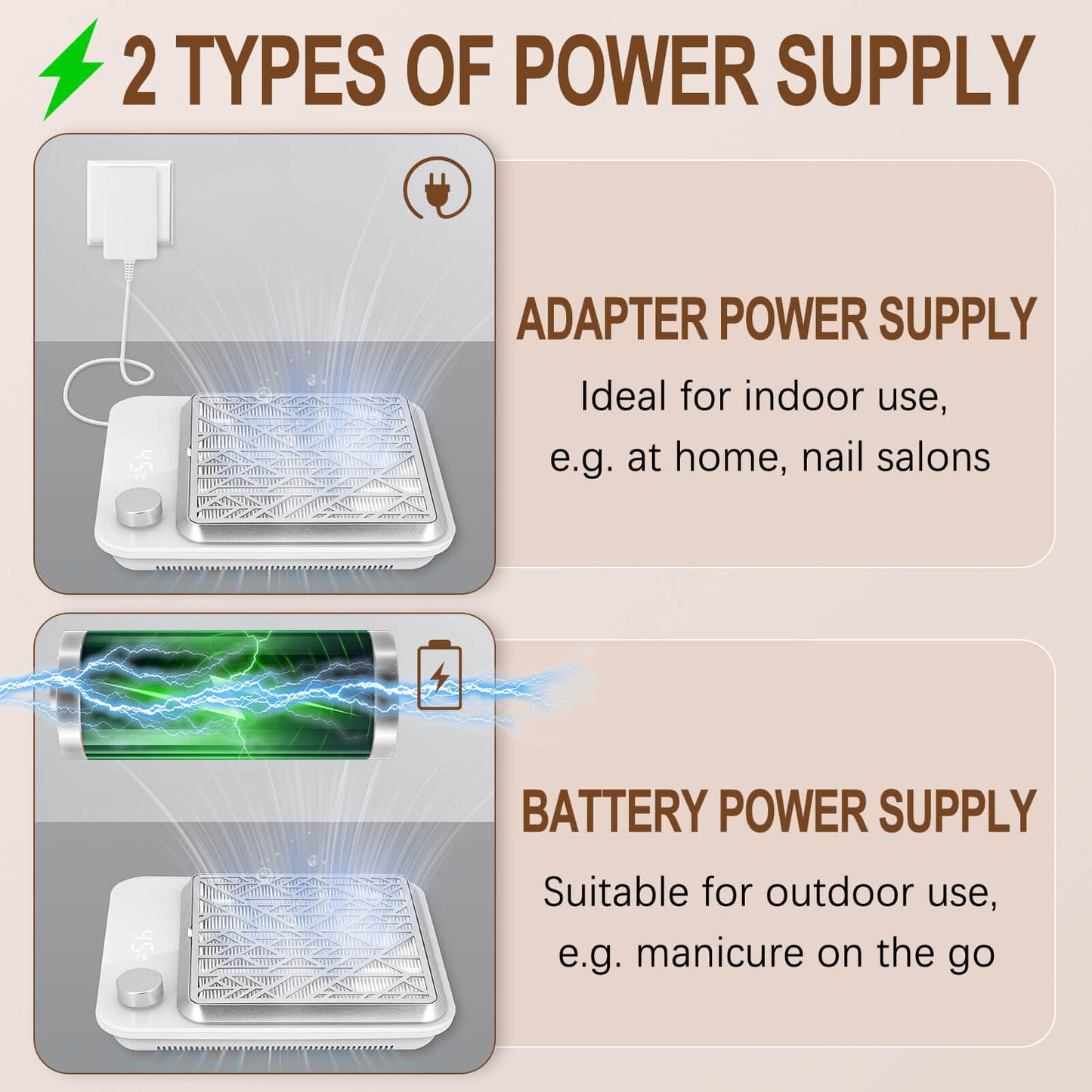 Cordless Nail Dust Collector Rechargeable, Professional Dust Collector Nail Tech Extractor Fan Vacuum Cleaner for Acrylic Nails Dip Powder Removal Home Salon Manicures