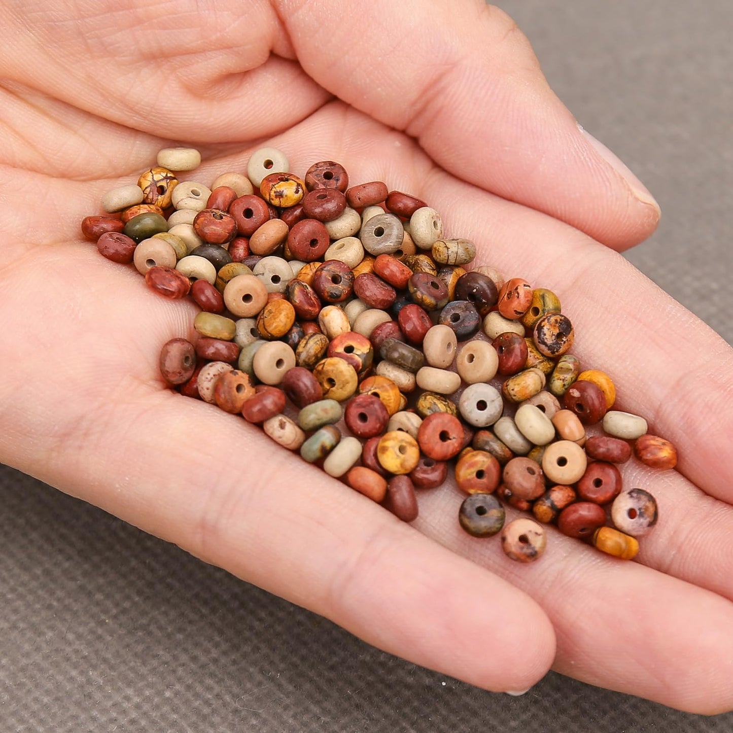 BONNY BOXX 1 Strand (150PCs) Natural 2 * 4mm Picasso Red Turquoise Rondelle Beads, Natural Abacus Disk Stone Beads Loose Spacer Gemstone for DIY Bracelet Necklace Jewelry Making