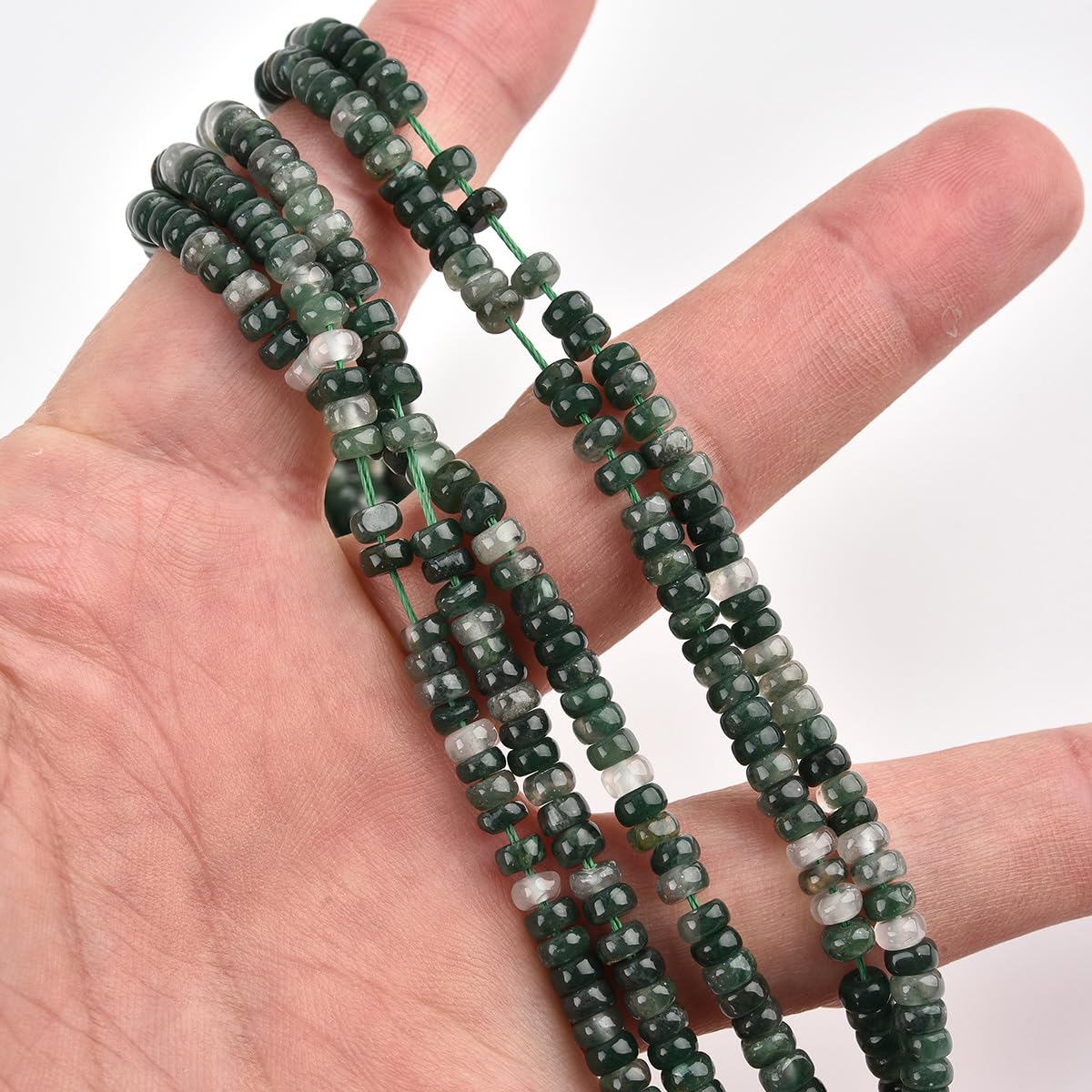 165pcs 4x2mm Natural Green Jade Disk Rondelle Spacer Stone Semi Precious Gemstone Loose Beads for Jewelry Making 15 Inch