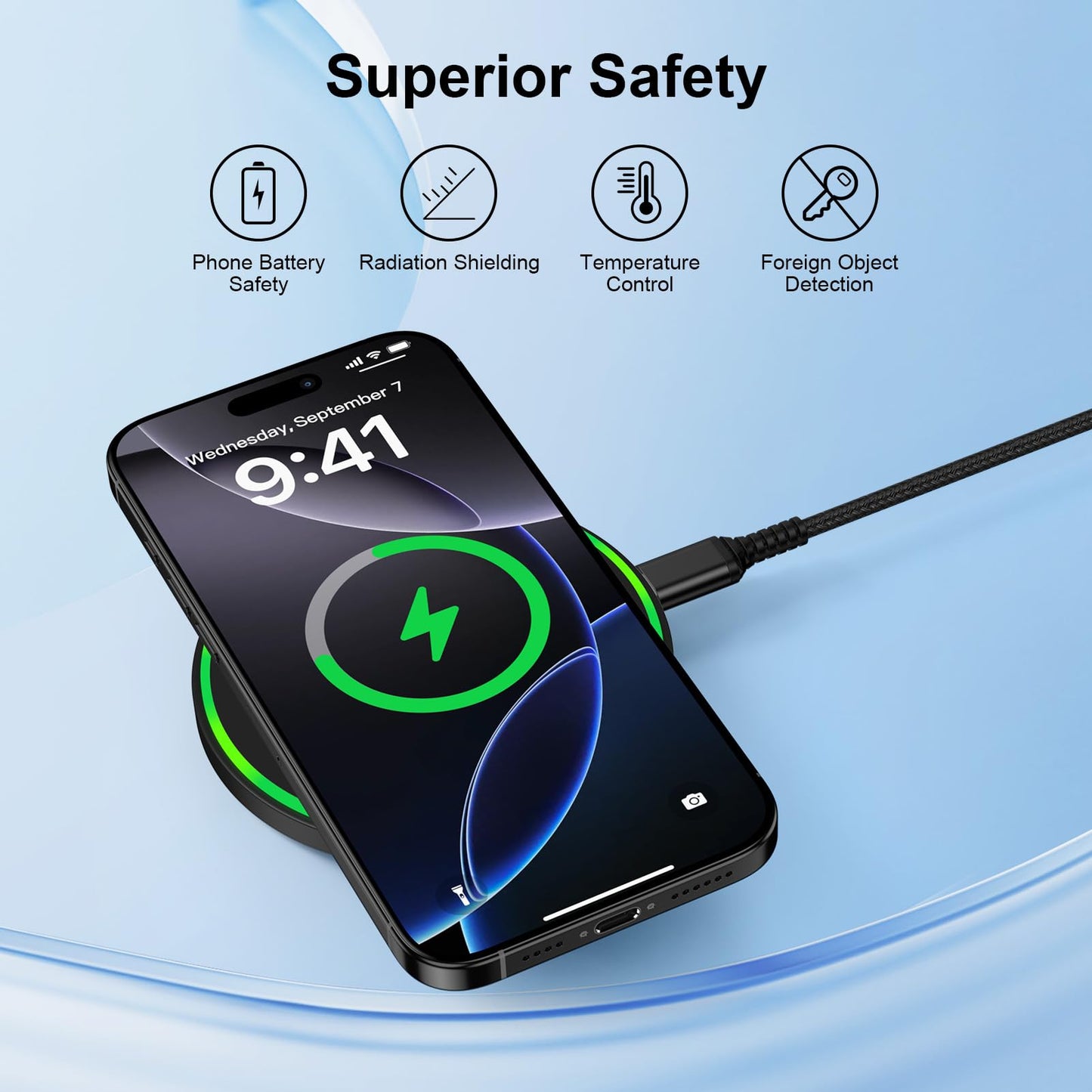 15W Wireless Charger Fast Charging Pad for Motorola Moto G Power 2025/razr+/G Stylus 5G 2025/Edge+, Android Wireless Charging Station with 18W Adapter for Samsung Galaxy S26 S25 Ultra S24 FE, Pixel 10
