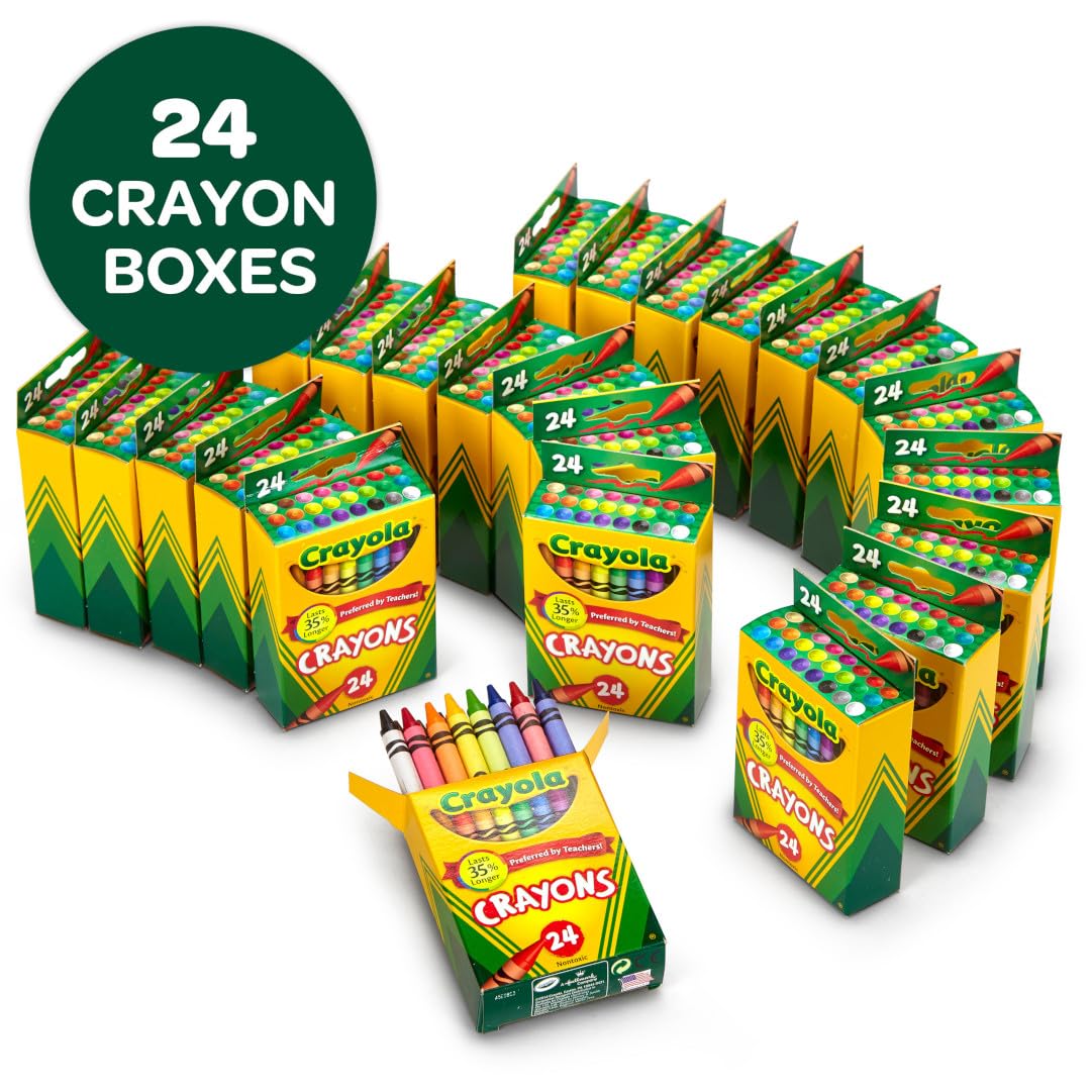 Crayola Crayons Bulk (24 Packs), Coloring Book Supplies, Presharpened Crayons for Kids, Easter Basket Stuffers, Preschool Classroom Supplies, Gifts, Ages 3+